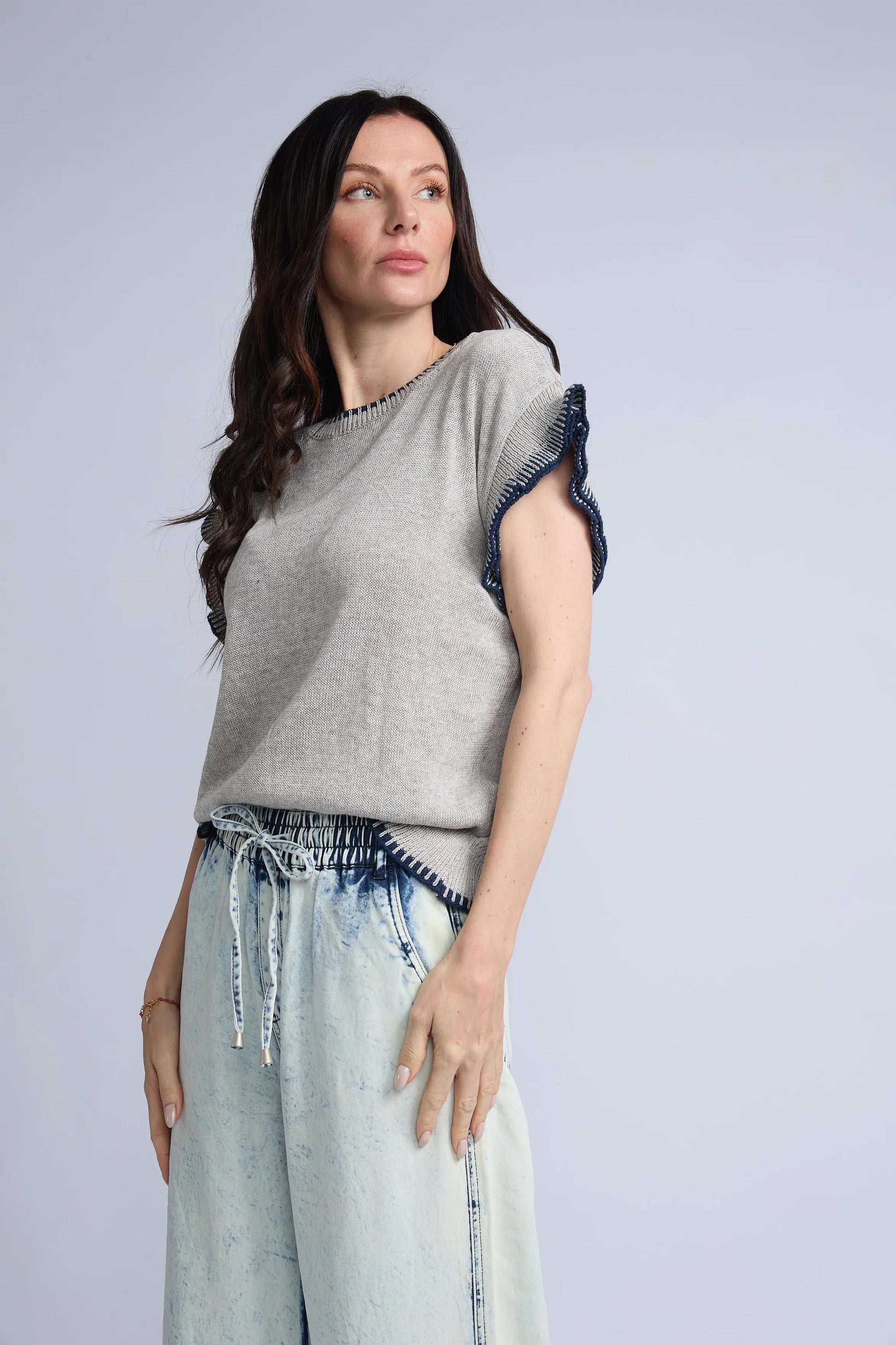 Blusa Punto Manga Volante