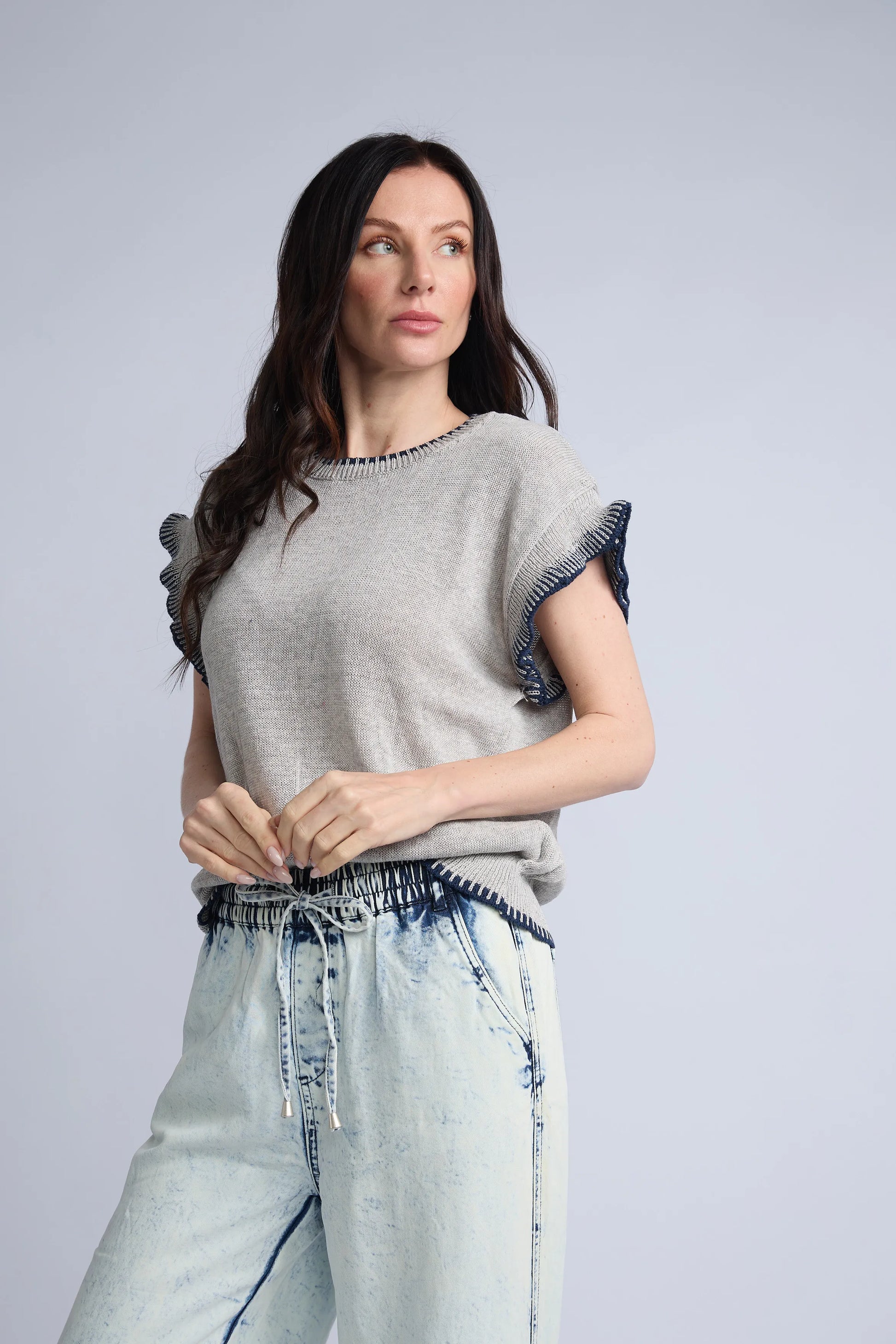 Blusa Punto Manga Volante