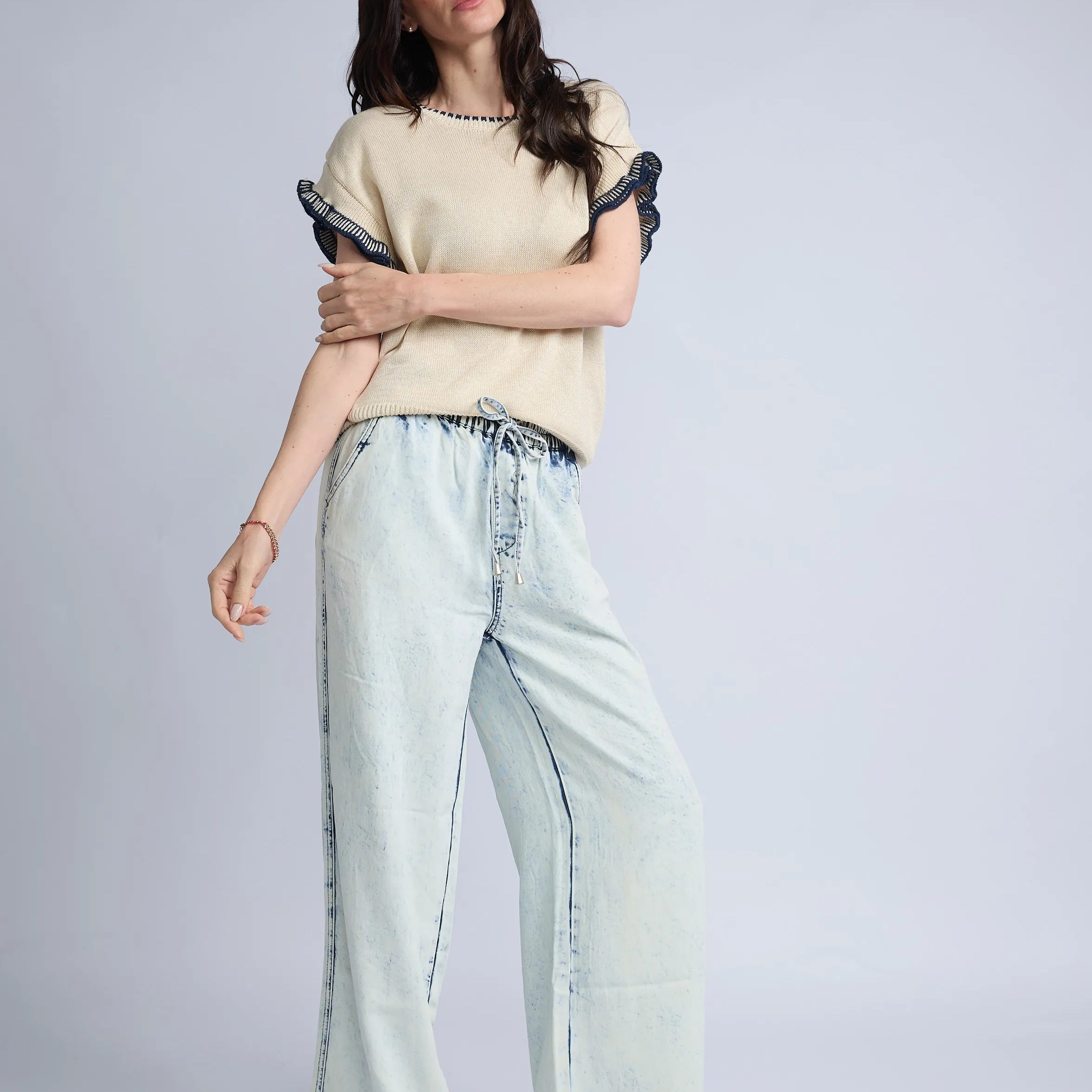 Blusa Punto Manga Volante