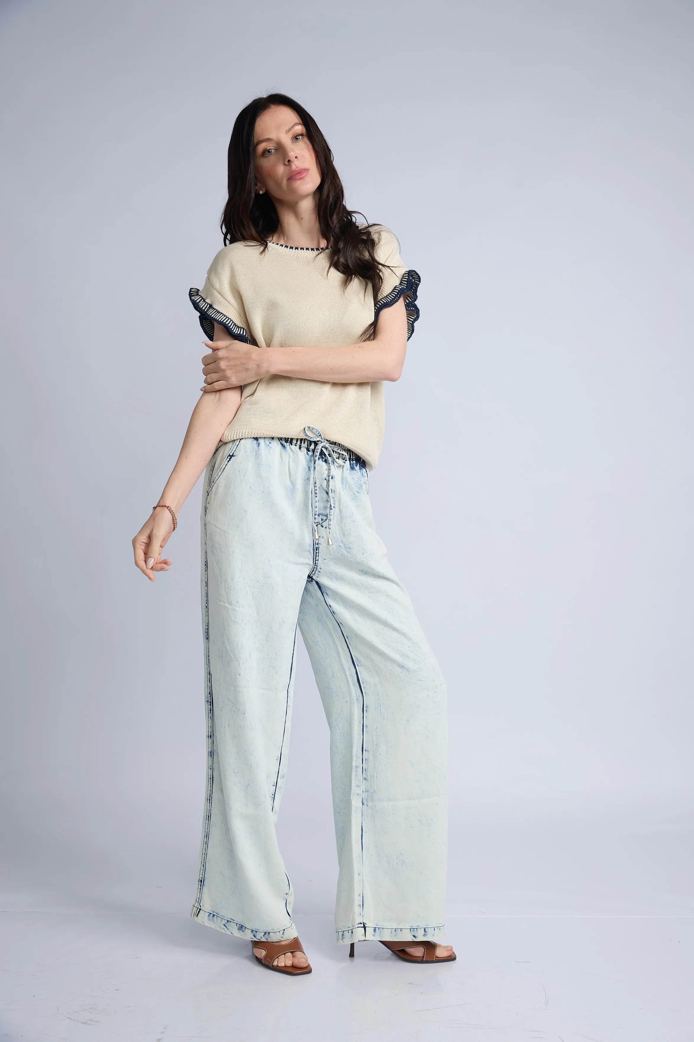 Blusa Punto Manga Volante