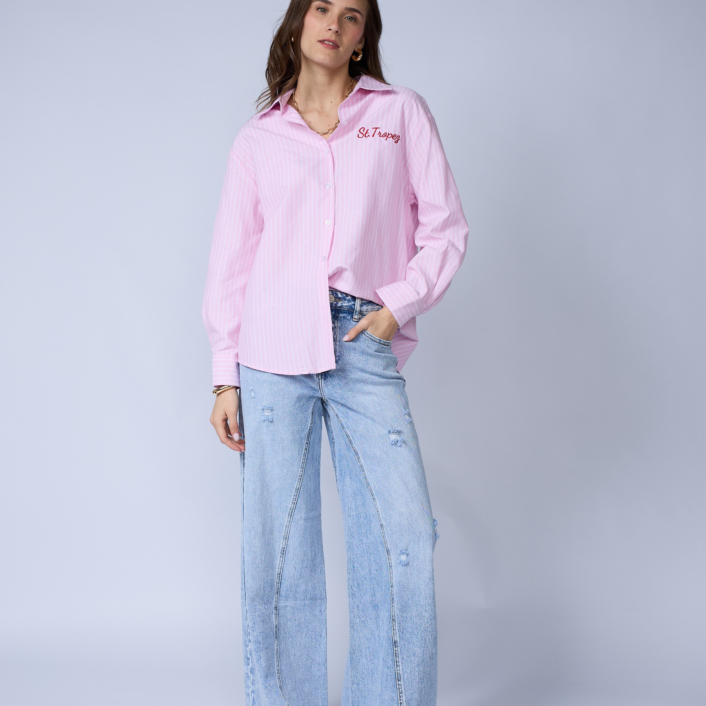 Blusa Rayas Bordado