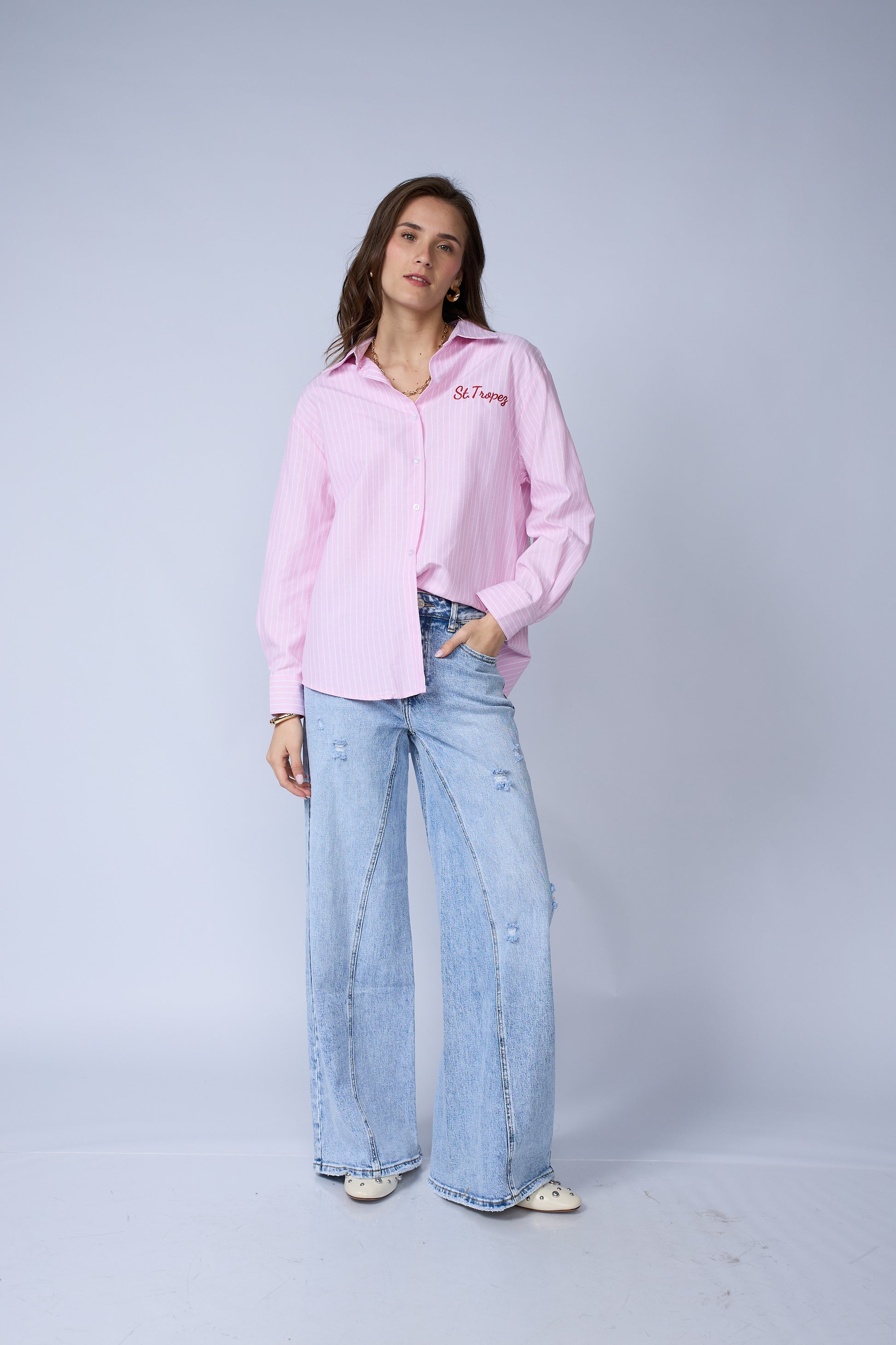 Blusa Rayas Bordado
