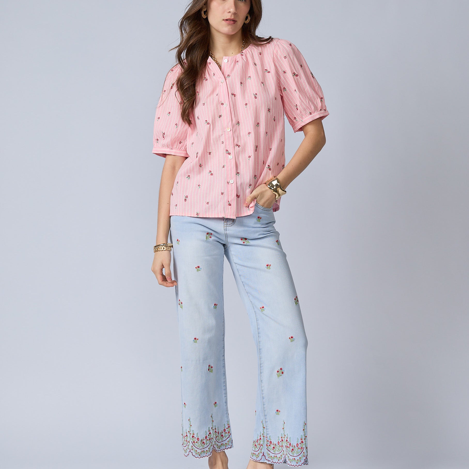 Blusa Rayas Flores