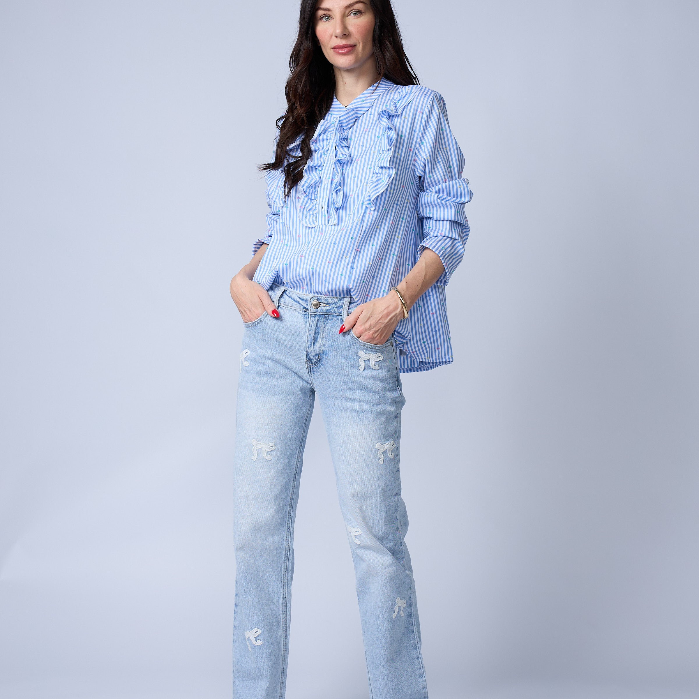 Blusa Rayas Vuelos Pechera