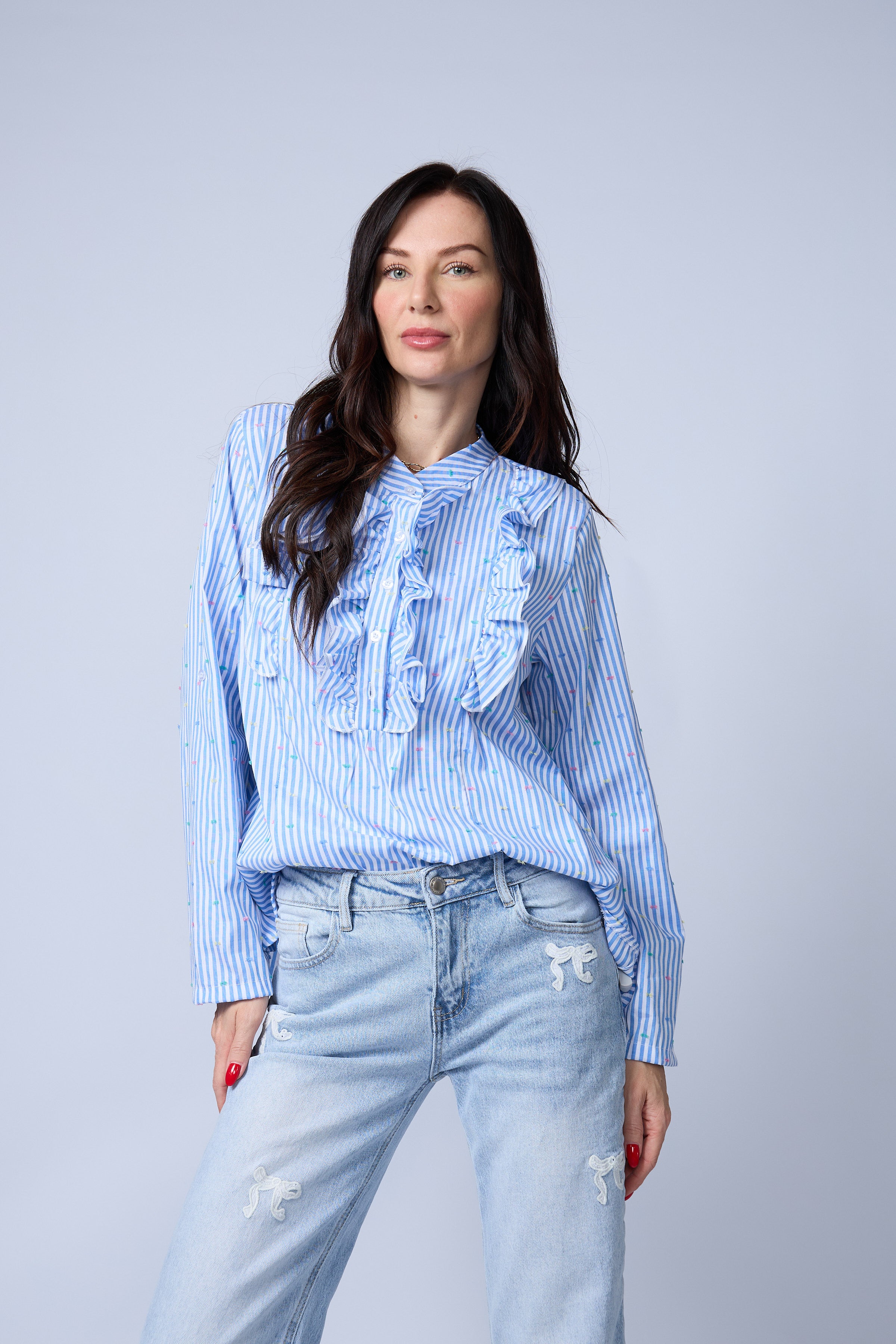 Blusa Rayas Vuelos Pechera