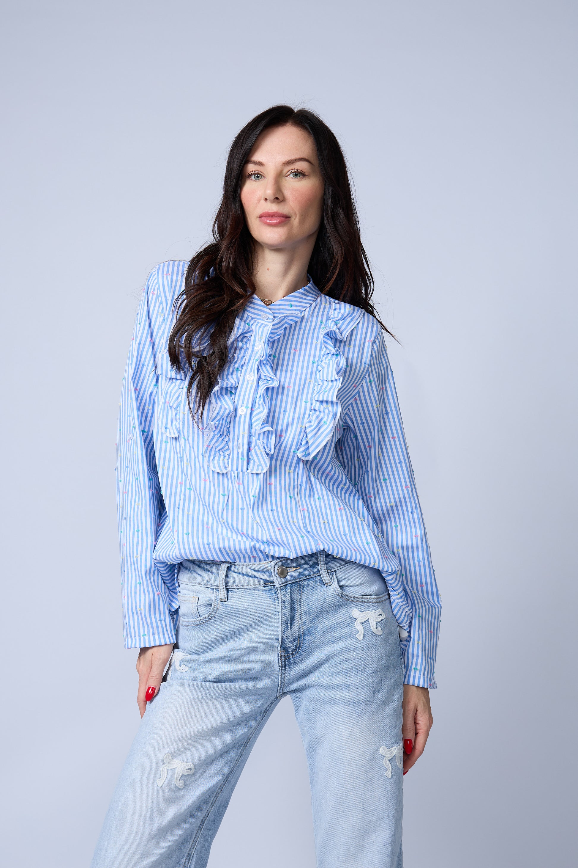 Blusa Rayas Vuelos Pechera