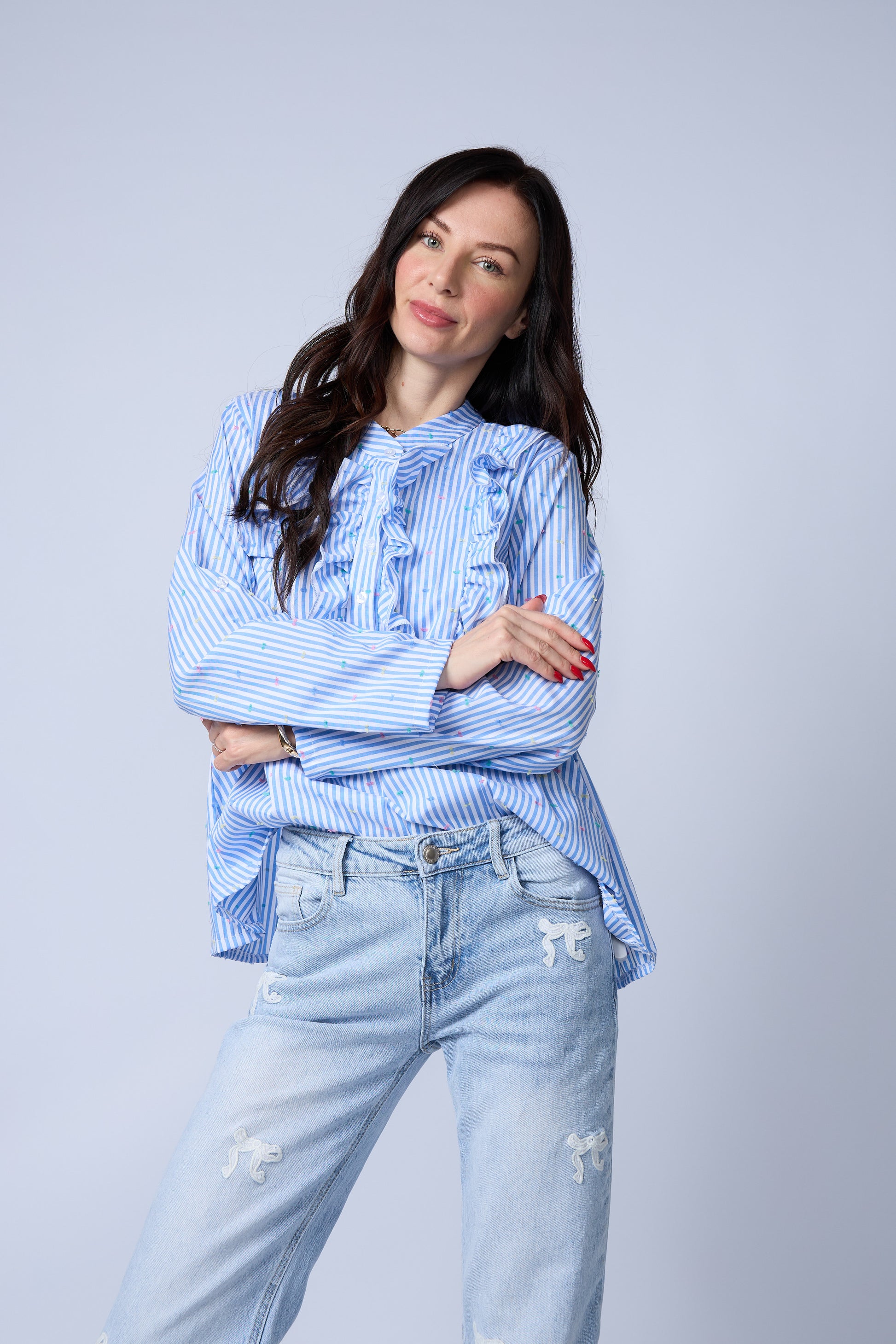 Blusa Rayas Vuelos Pechera