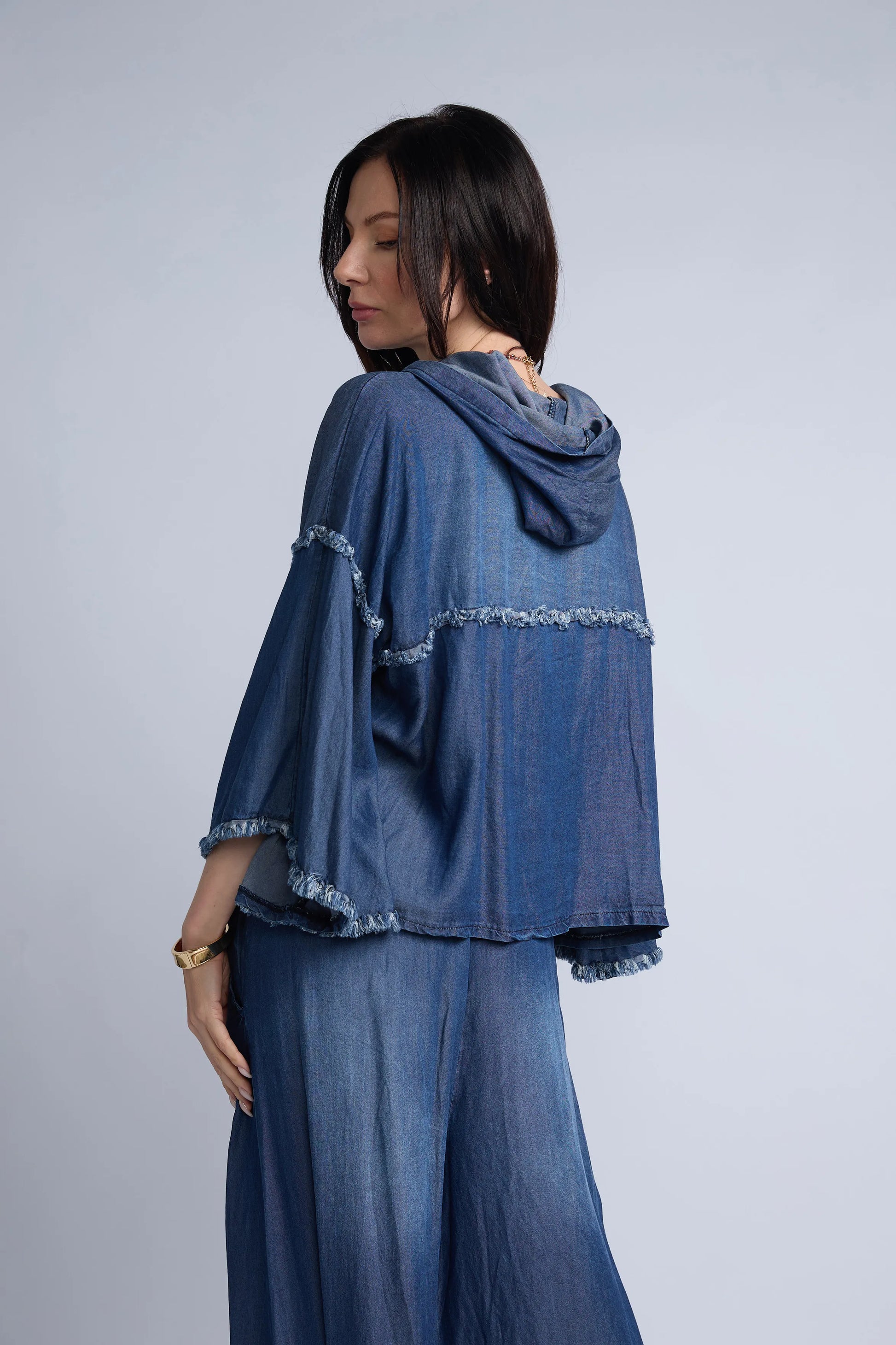 Blusa Denim Desflecada
