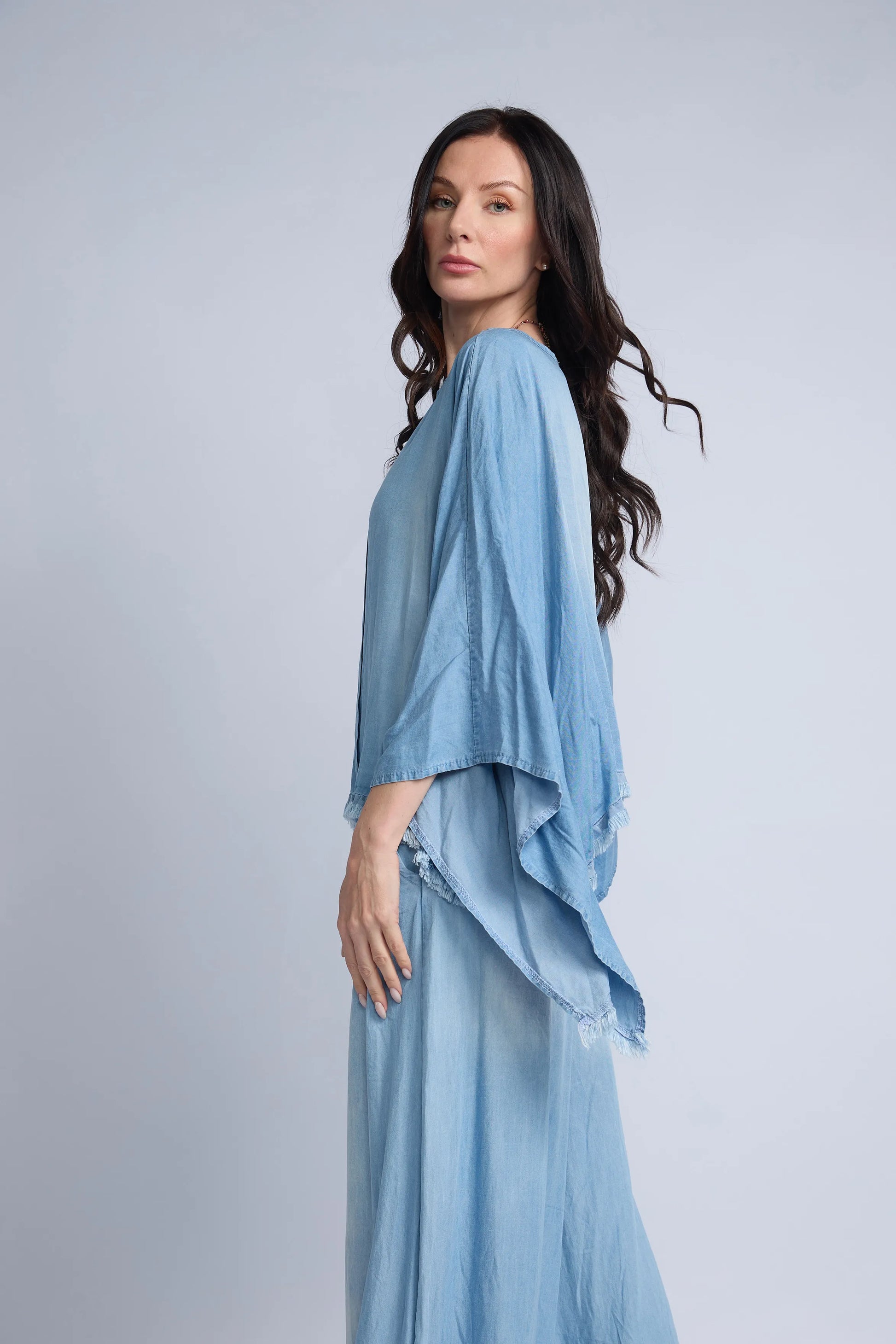 Blusa Denim Desflecada