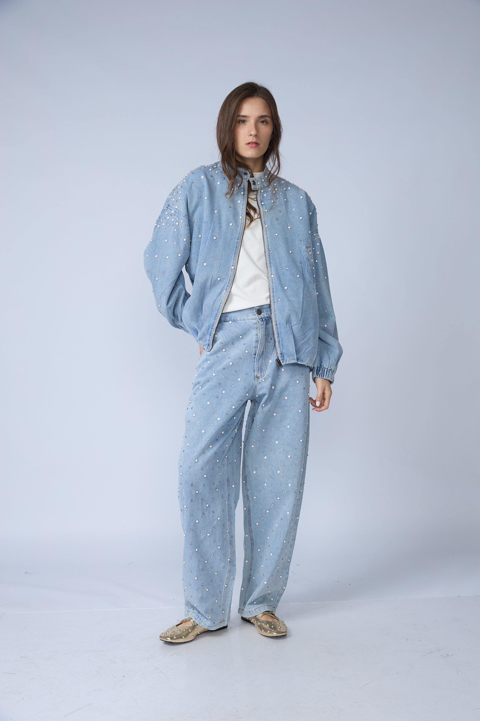 Bomber Denim Perlas