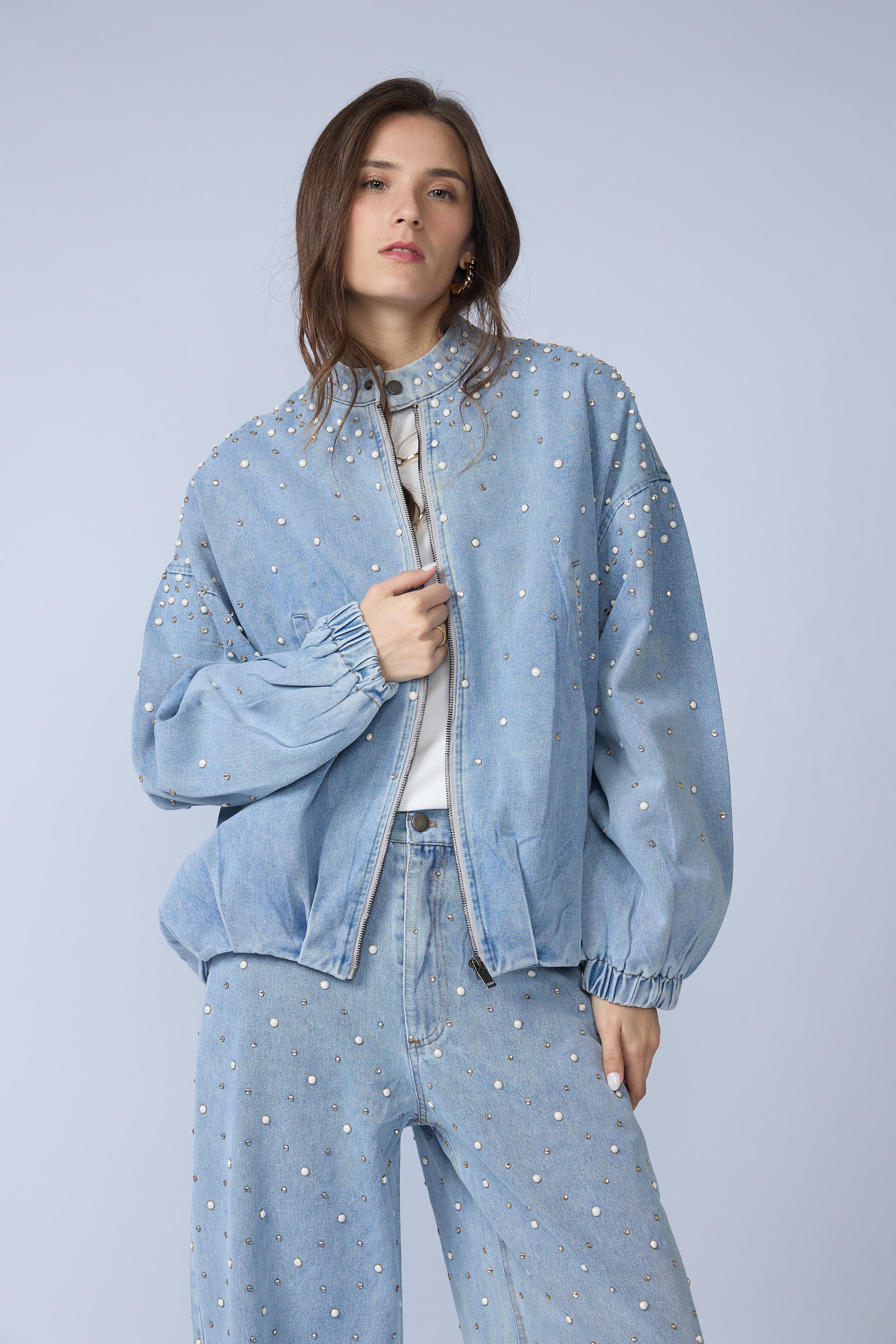 Bomber Denim Perlas