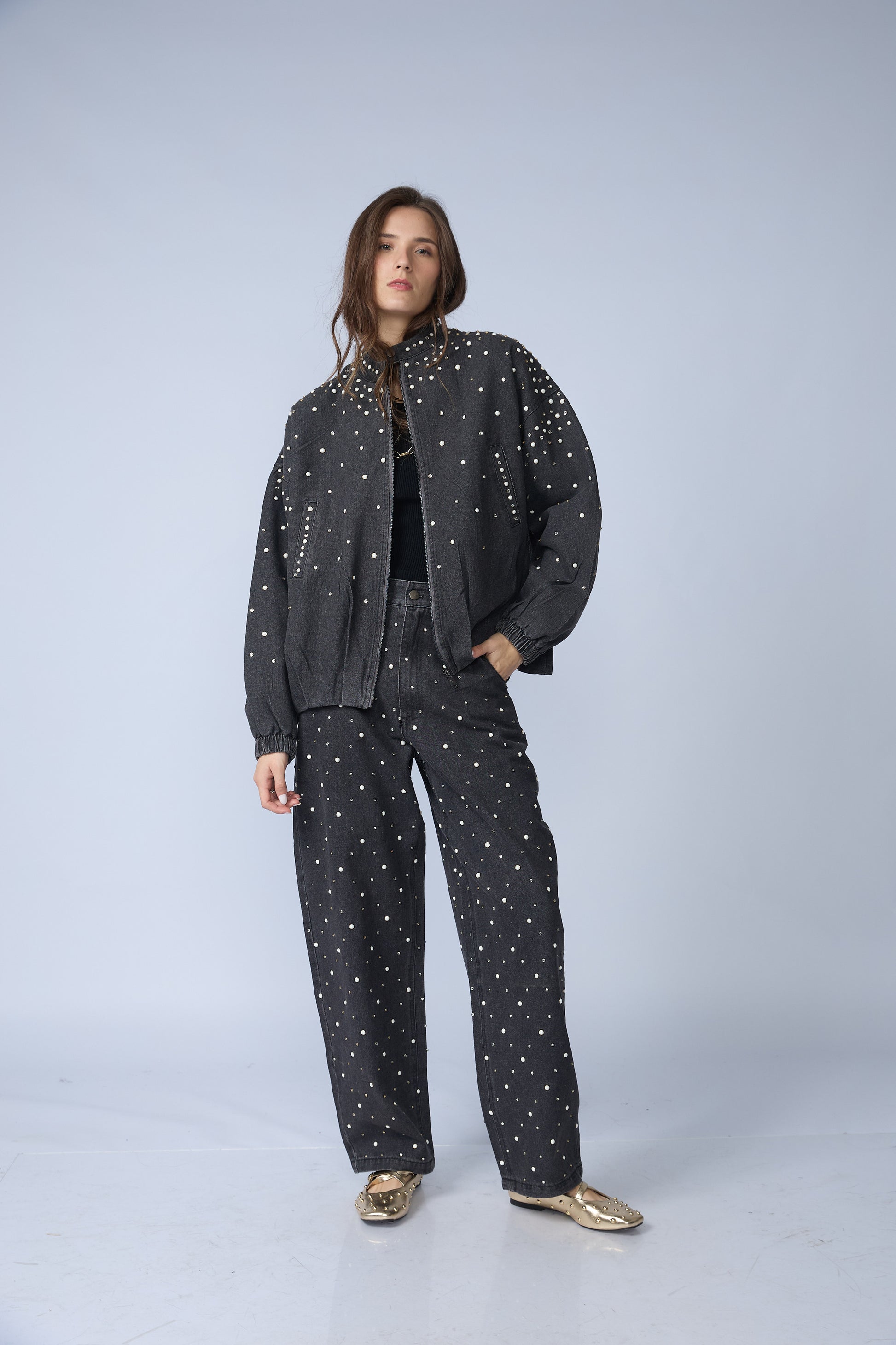 Bomber Denim Perlas