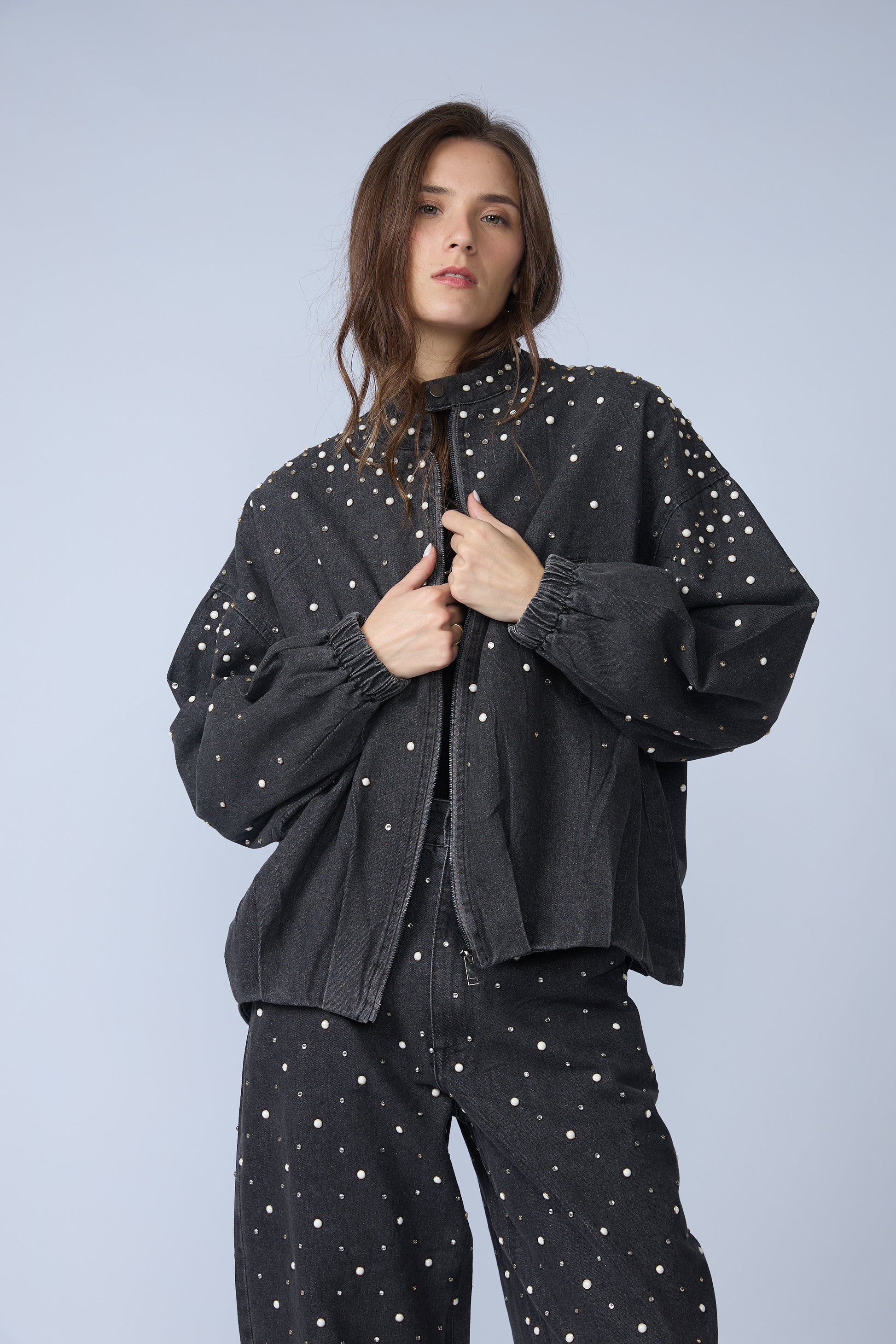 Bomber Denim Perlas