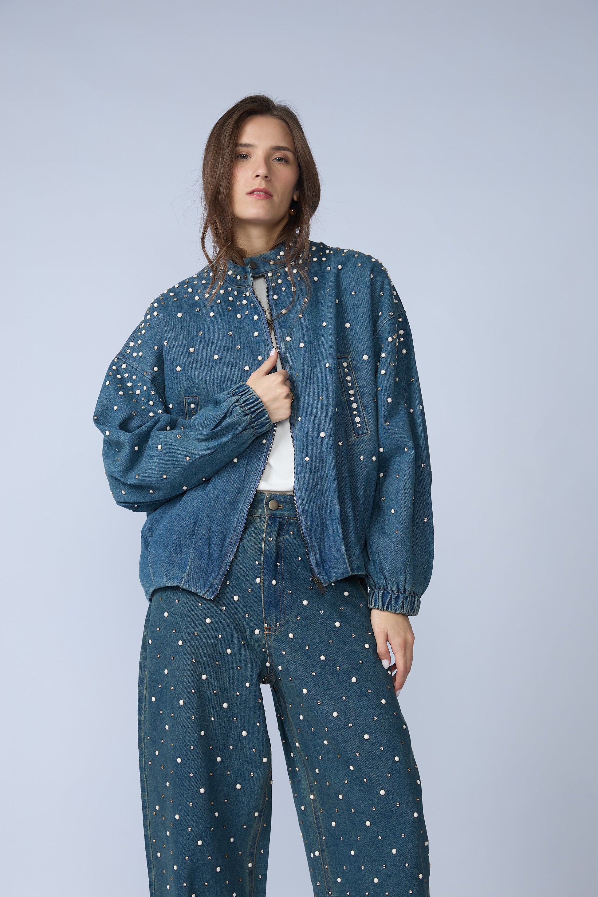 Bomber Denim Perlas