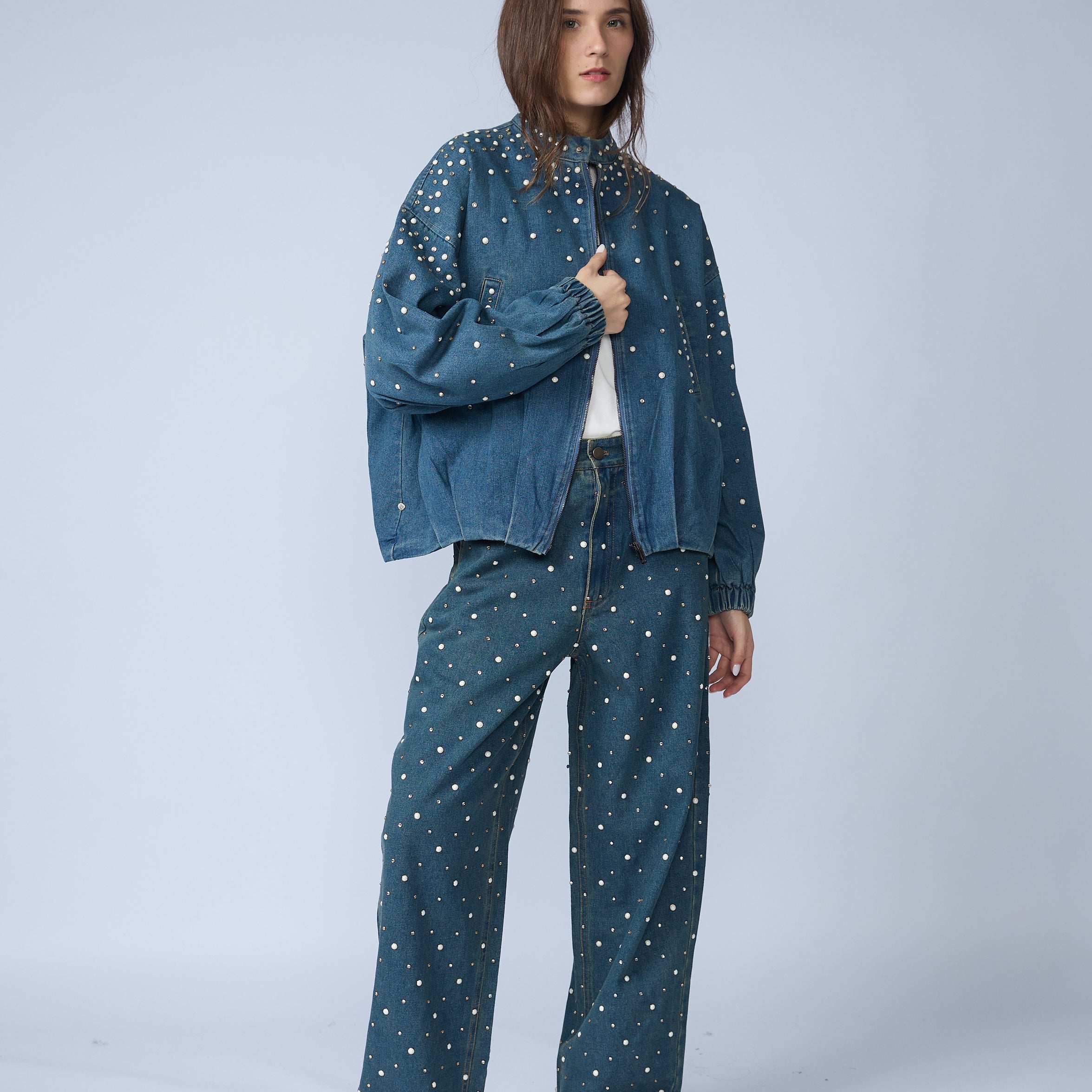 Bomber Denim Perlas