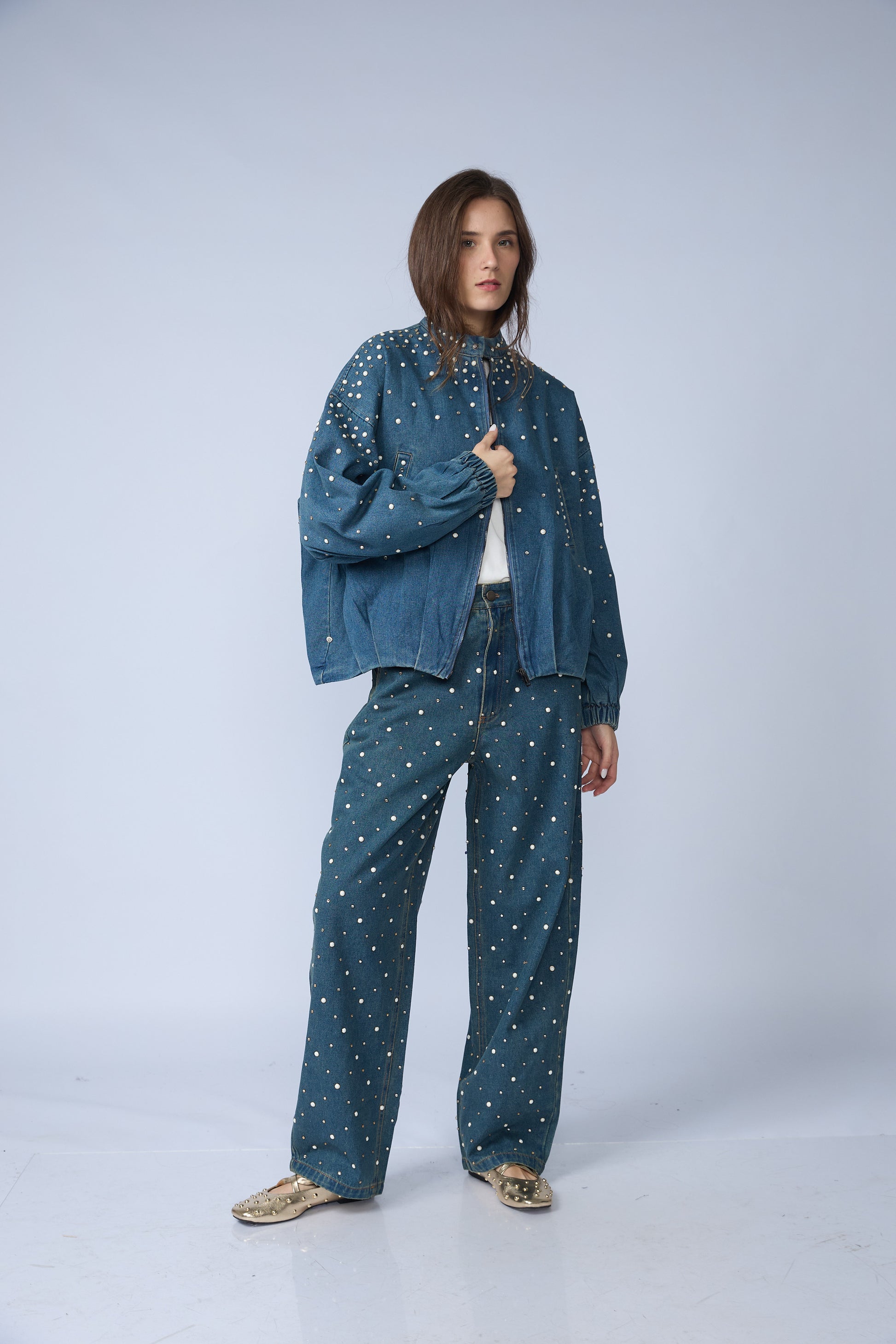Bomber Denim Perlas