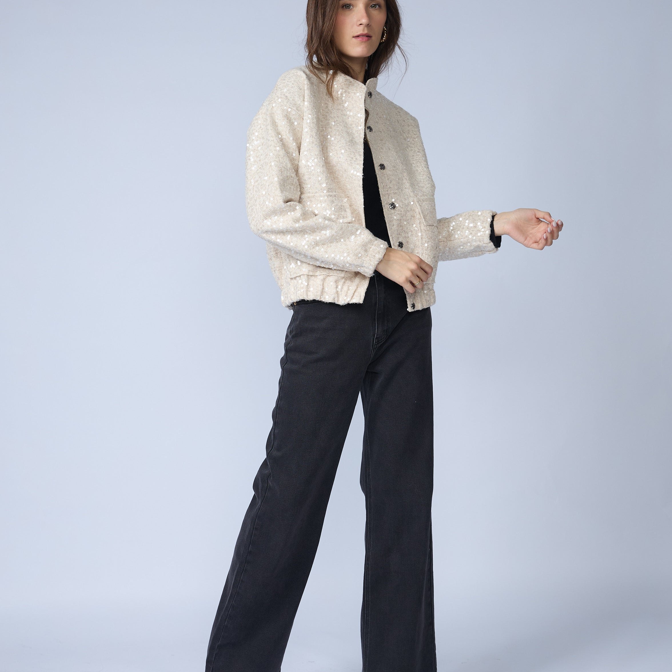 Bomber Lentejuelas Broches