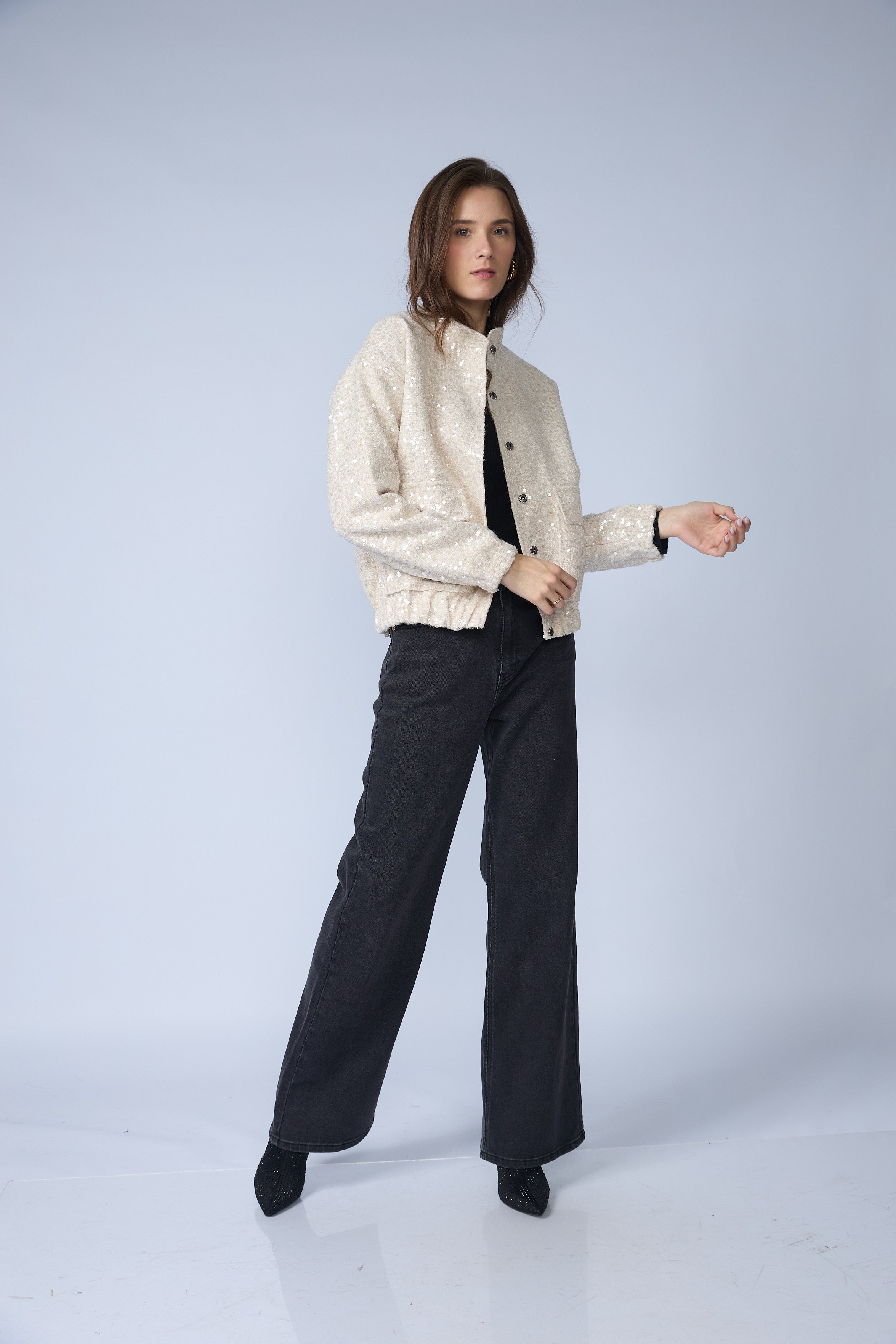 Bomber Lentejuelas Broches