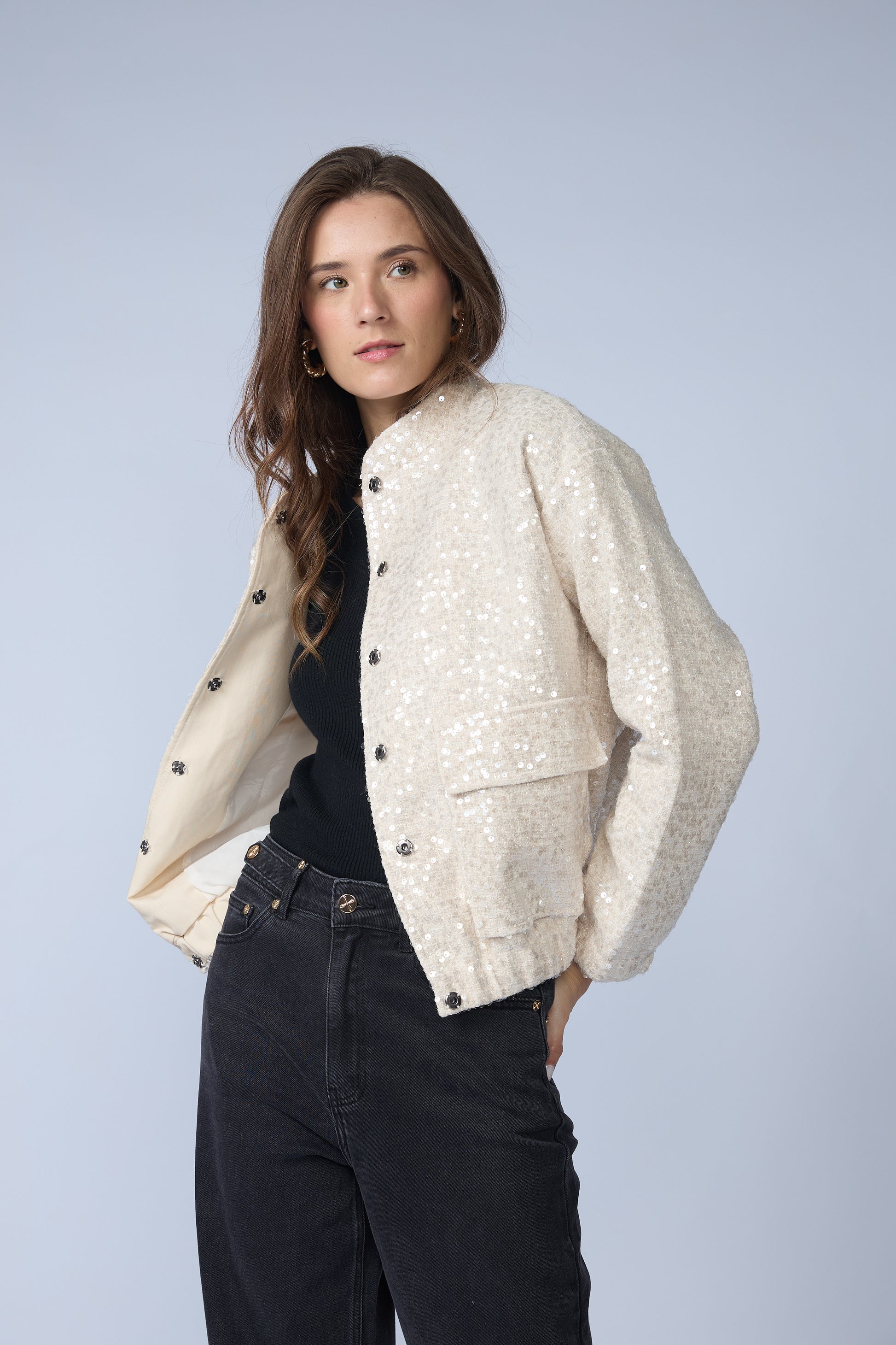 Bomber Lentejuelas Broches