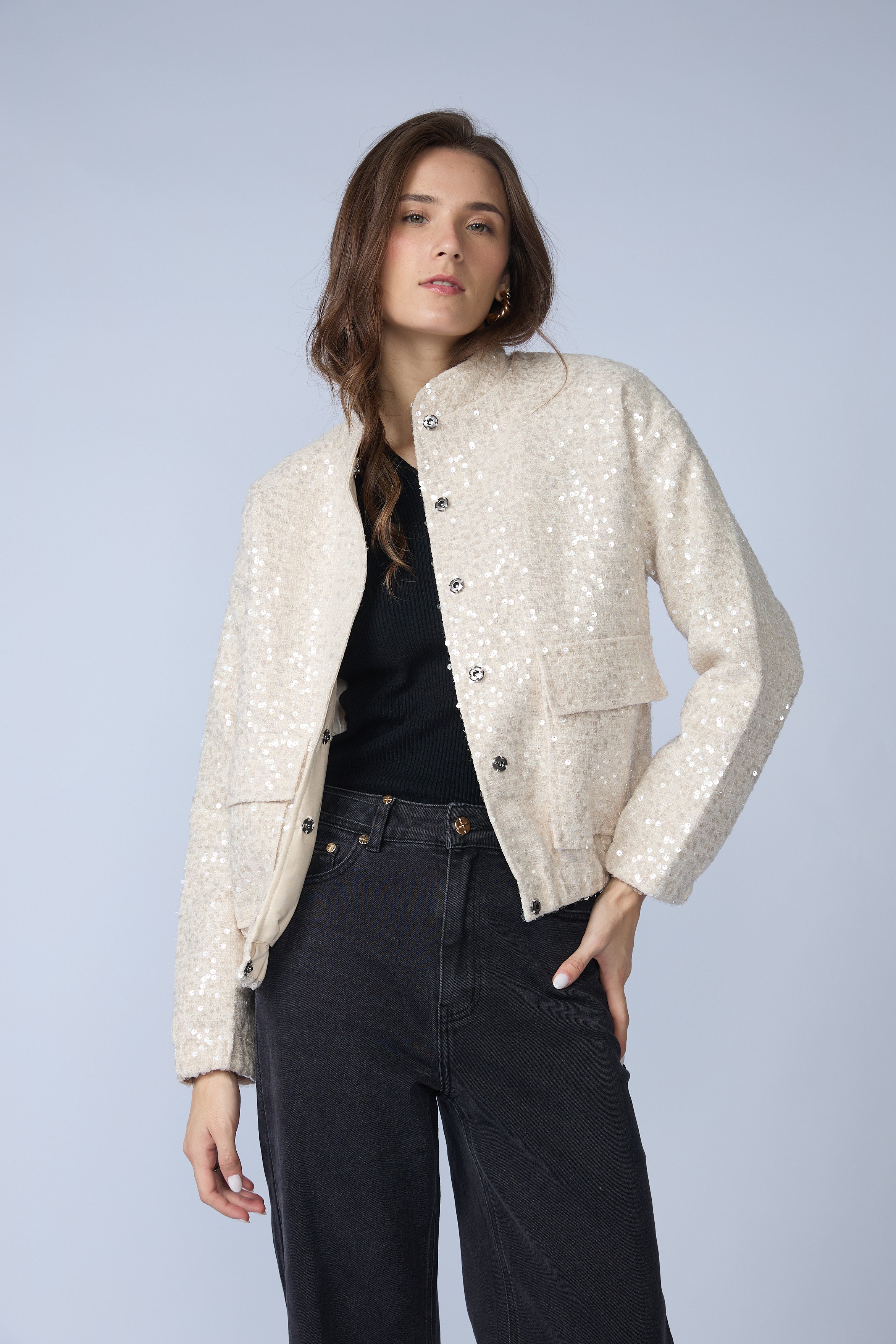 Bomber Lentejuelas Broches