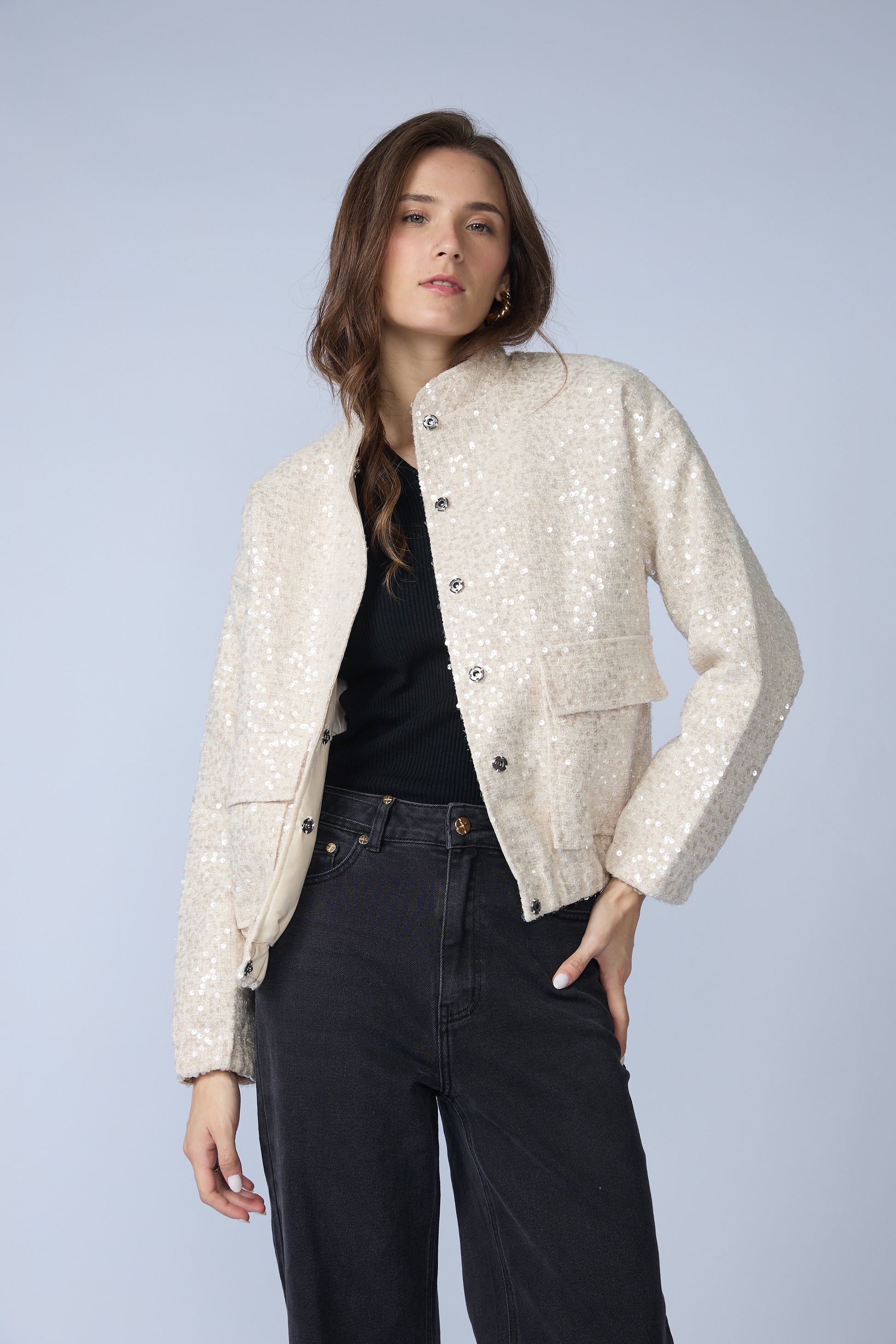 Bomber Lentejuelas Broches