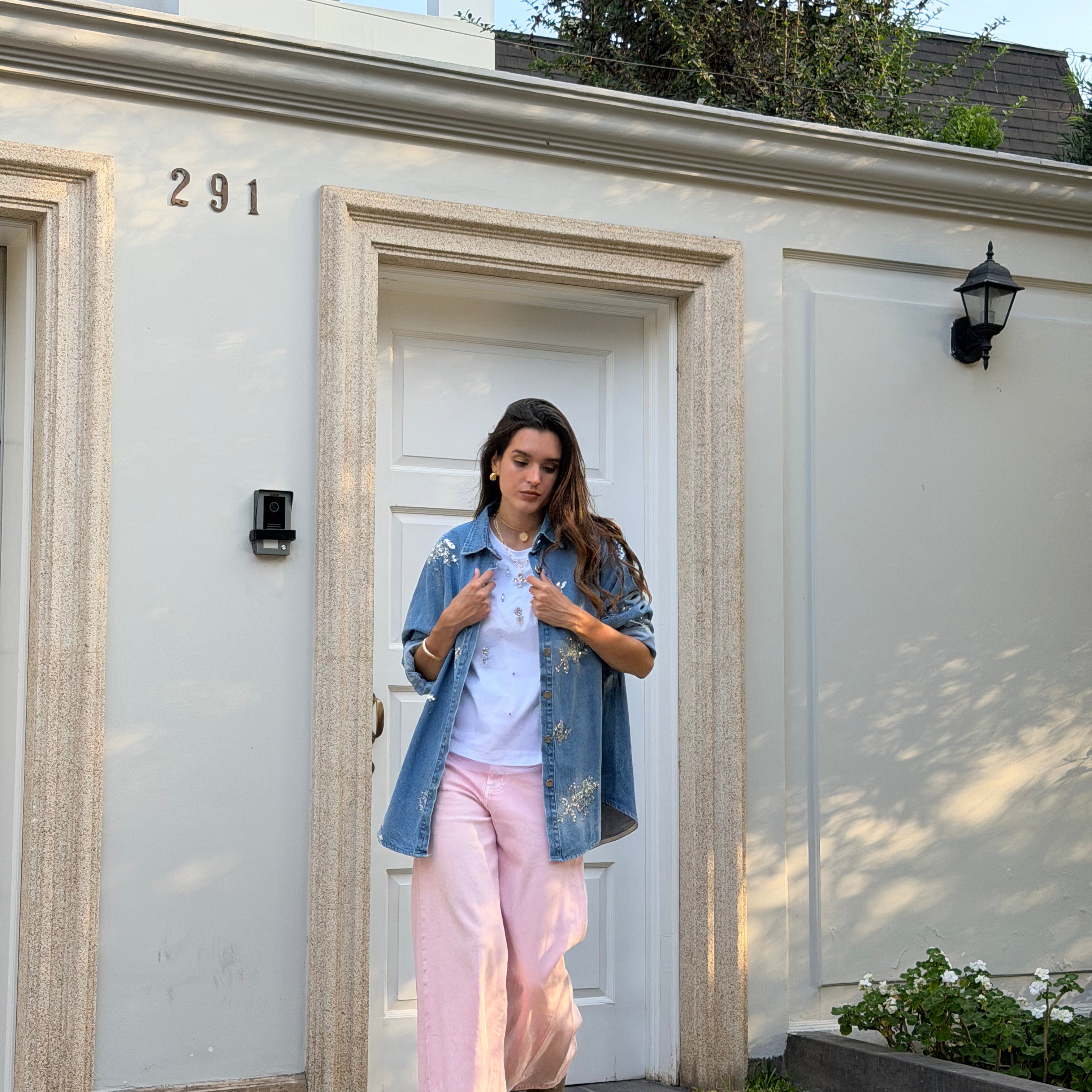 Camisaco Denim Mini Lentejuelas