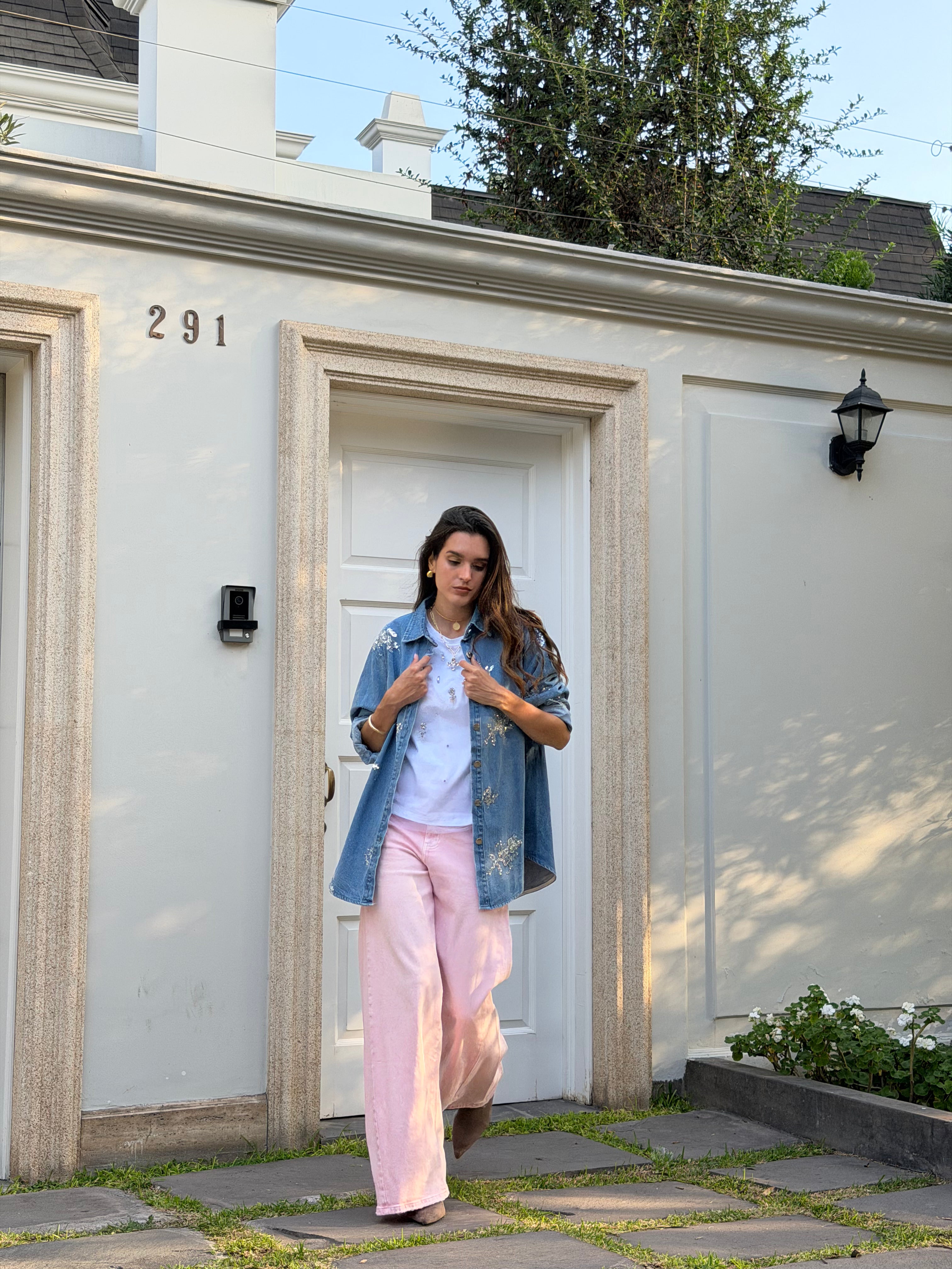 Camisaco Denim Mini Lentejuelas