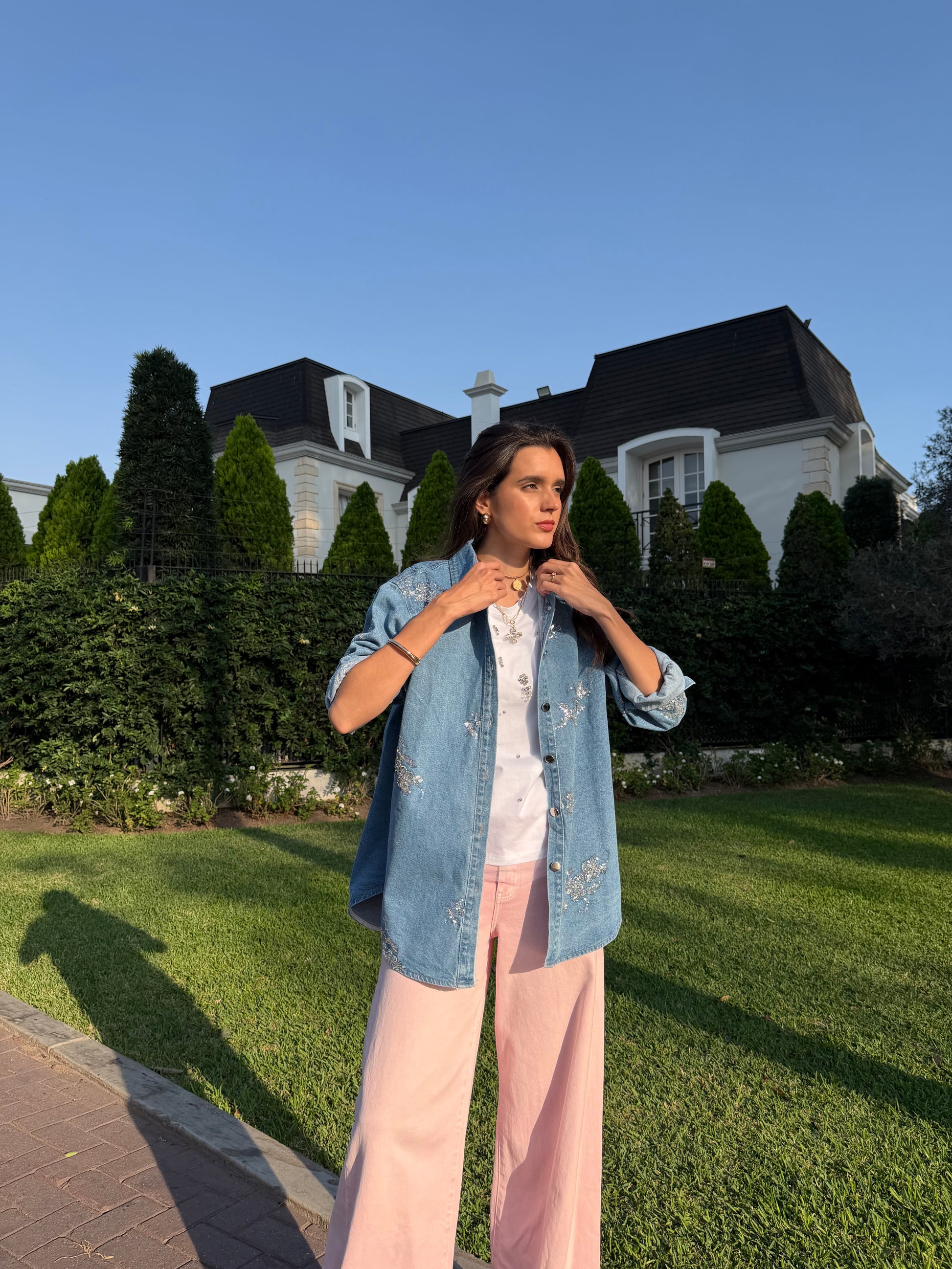 Camisaco Denim Mini Lentejuelas