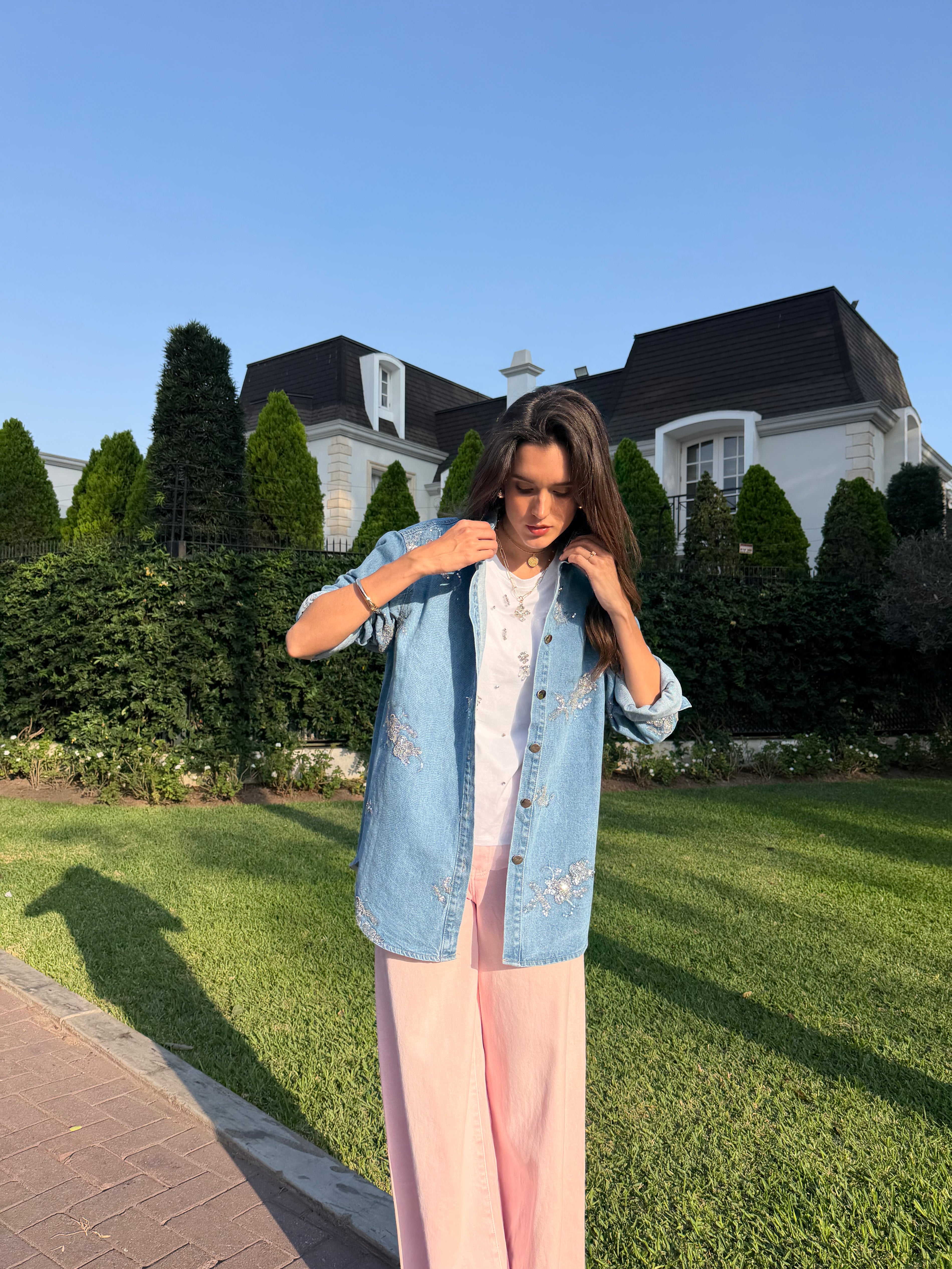 Camisaco Denim Mini Lentejuelas