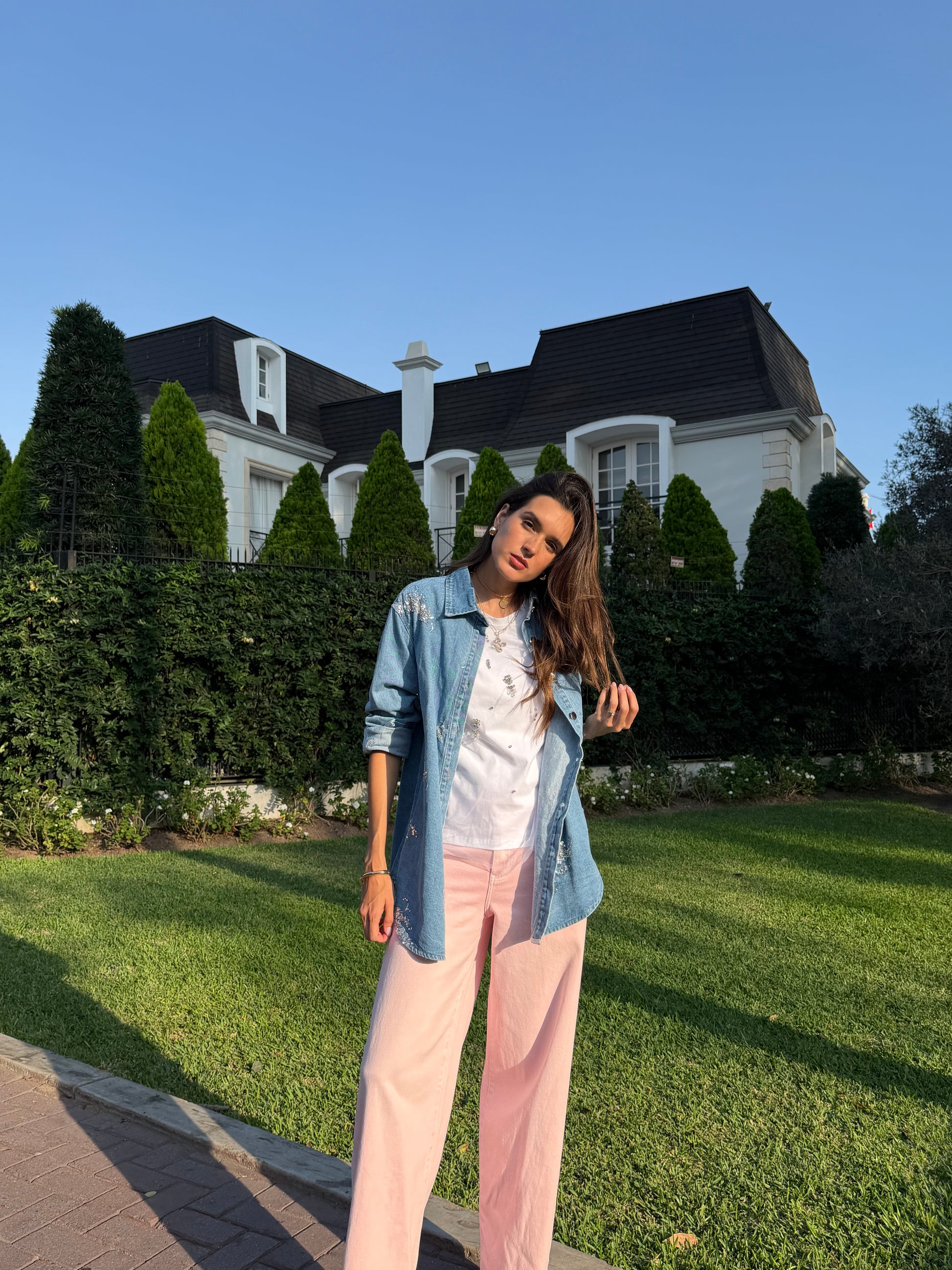 Camisaco Denim Mini Lentejuelas