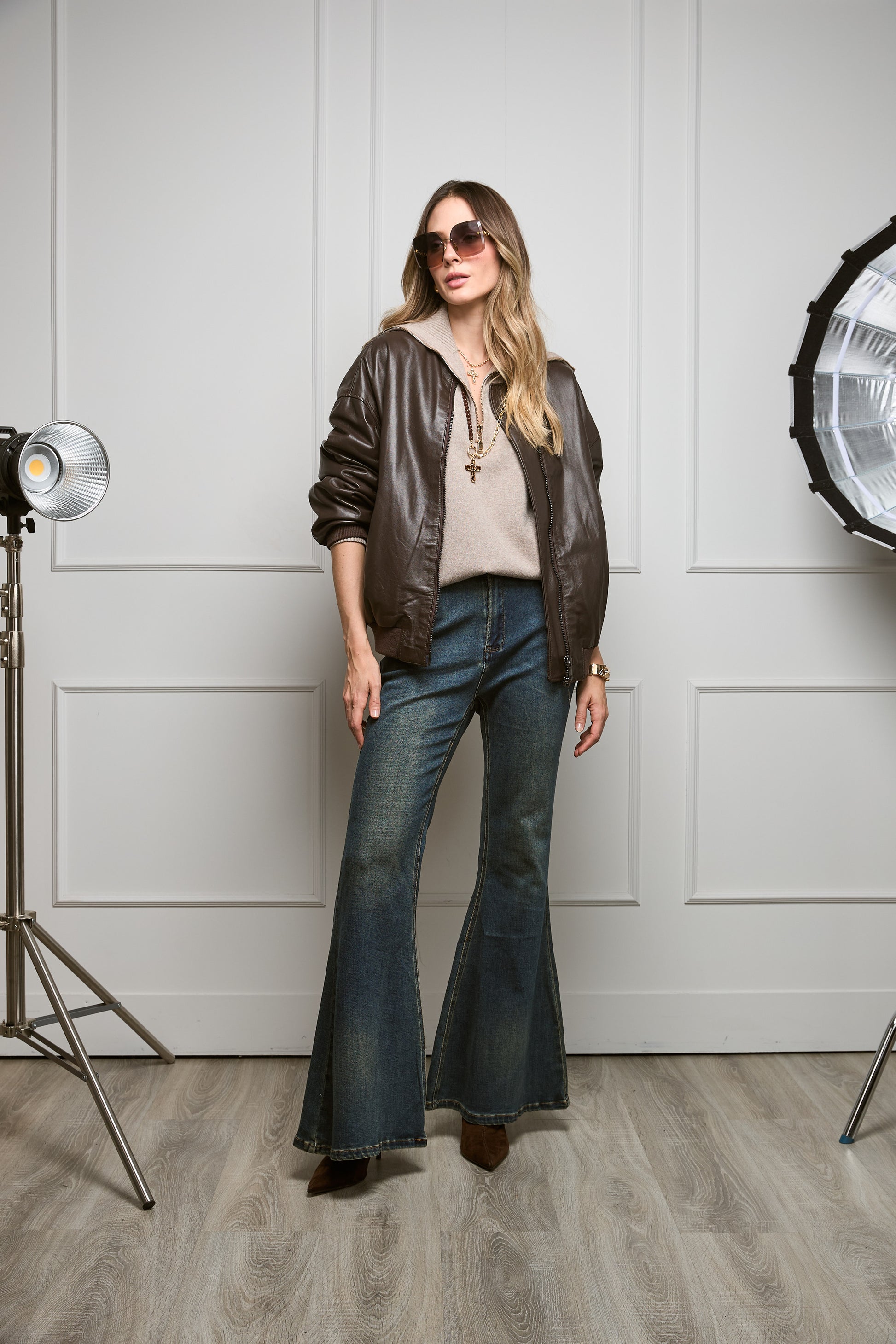 Casaca Bomber Cuero Oversize