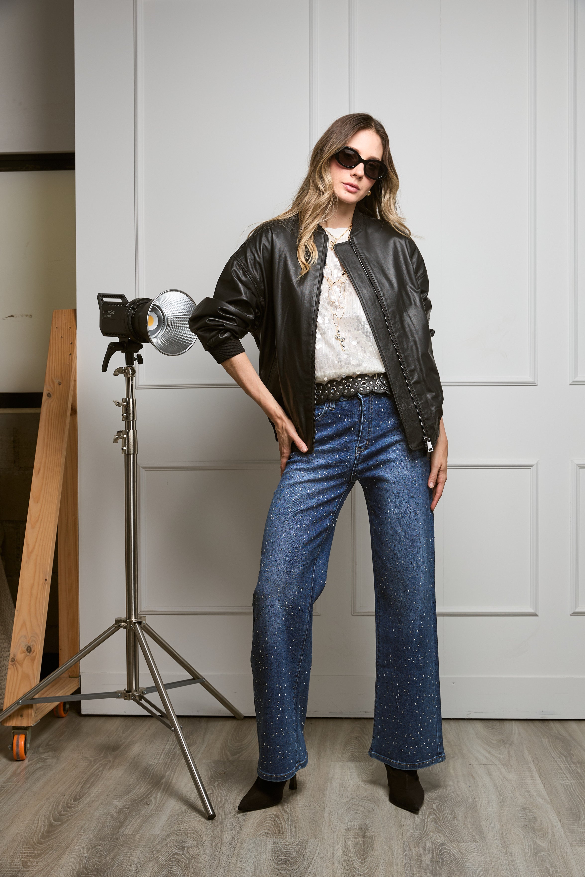 Casaca Bomber Cuero Oversize
