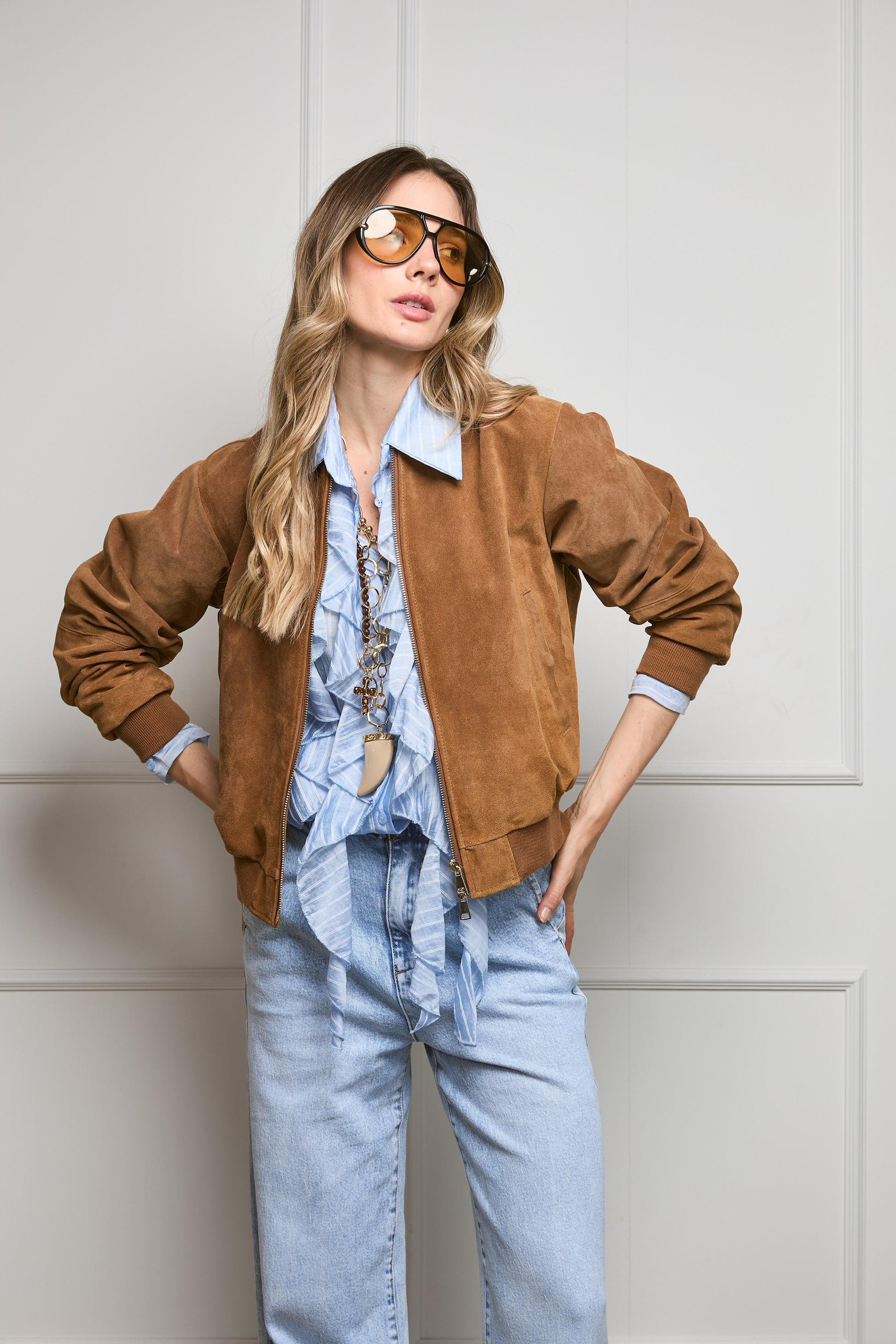 Casaca Bomber Gamuza