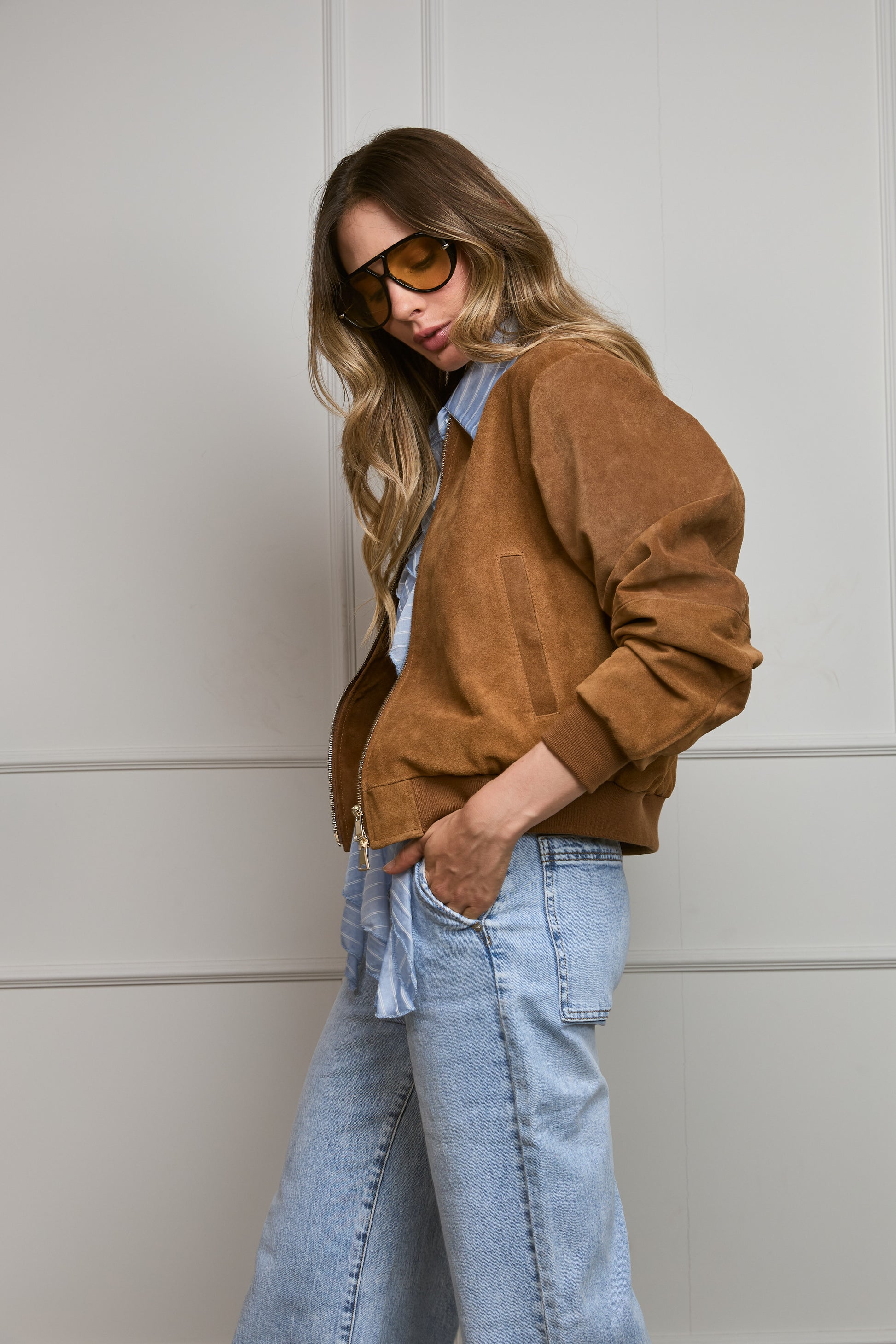 Casaca Bomber Gamuza
