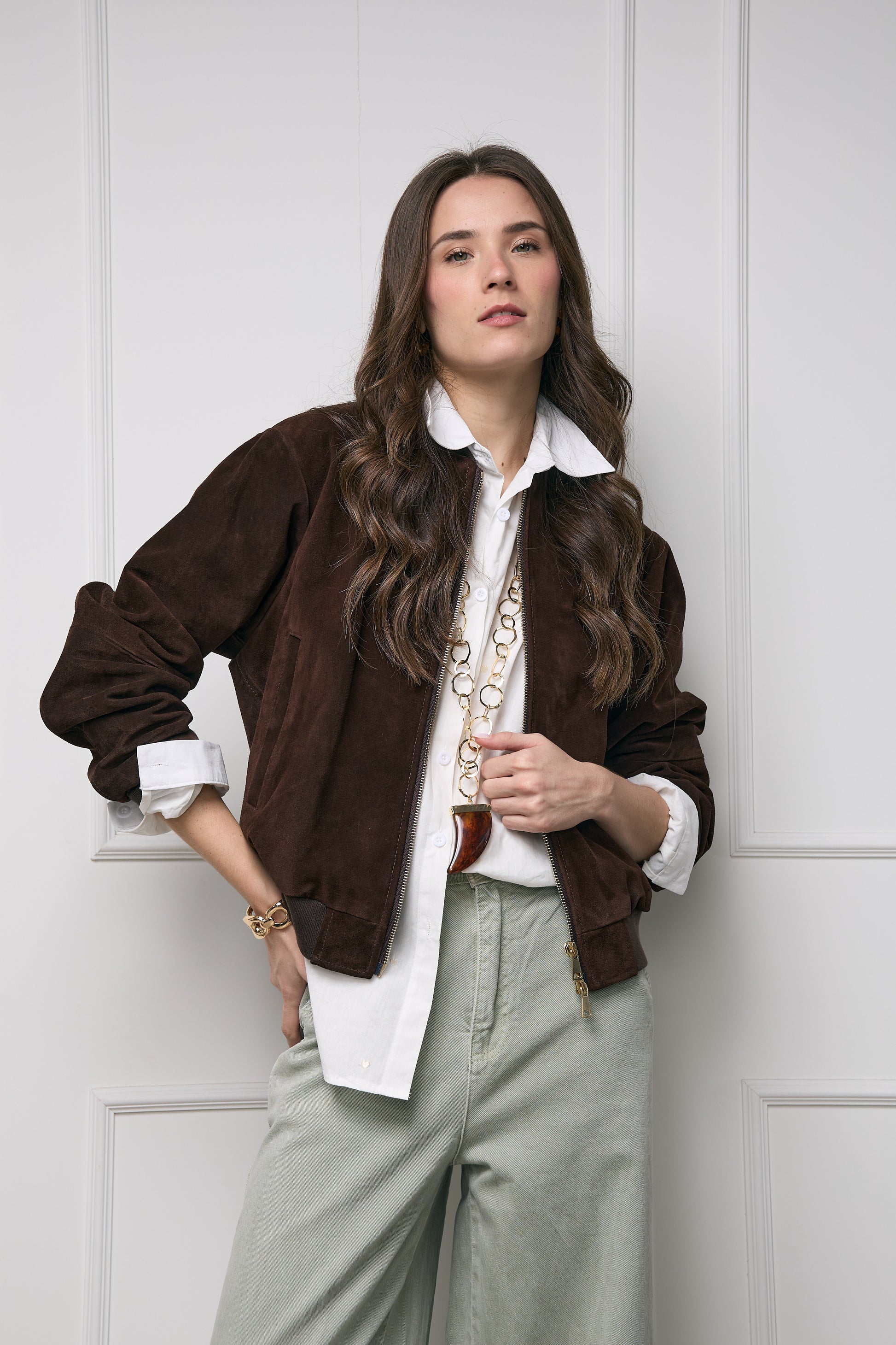 Casaca Bomber Gamuza