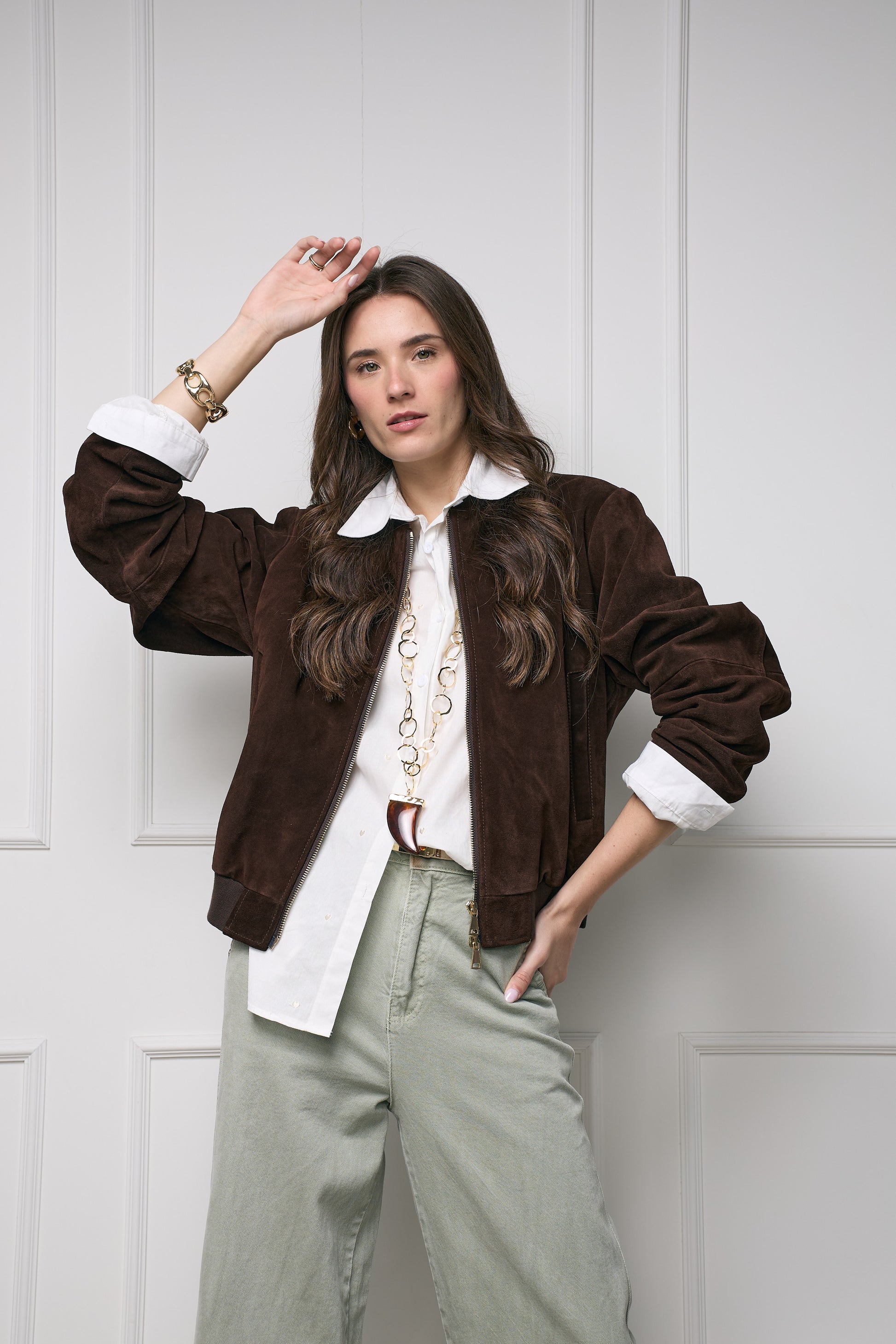 Casaca Bomber Gamuza