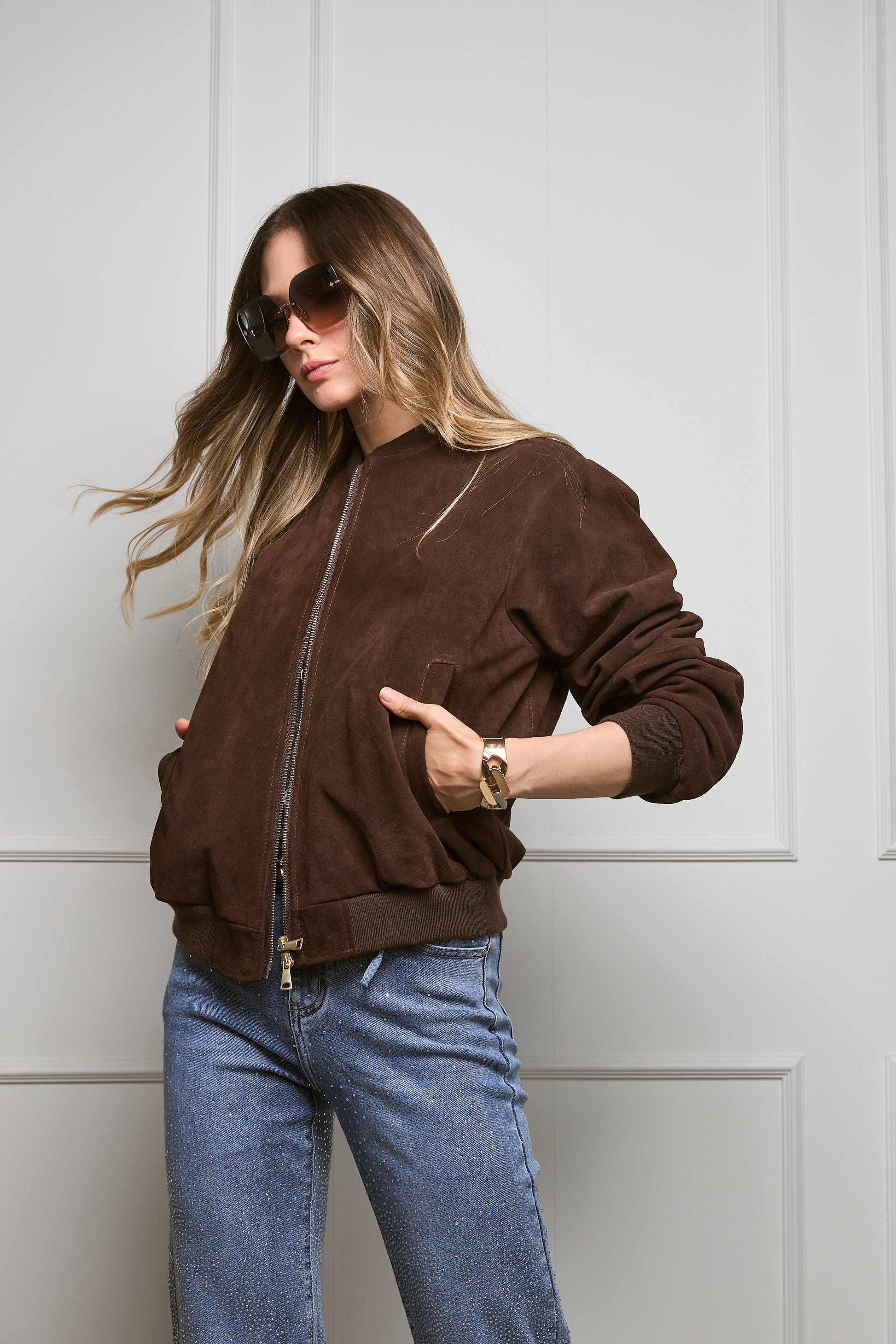 Casaca Bomber Gamuza