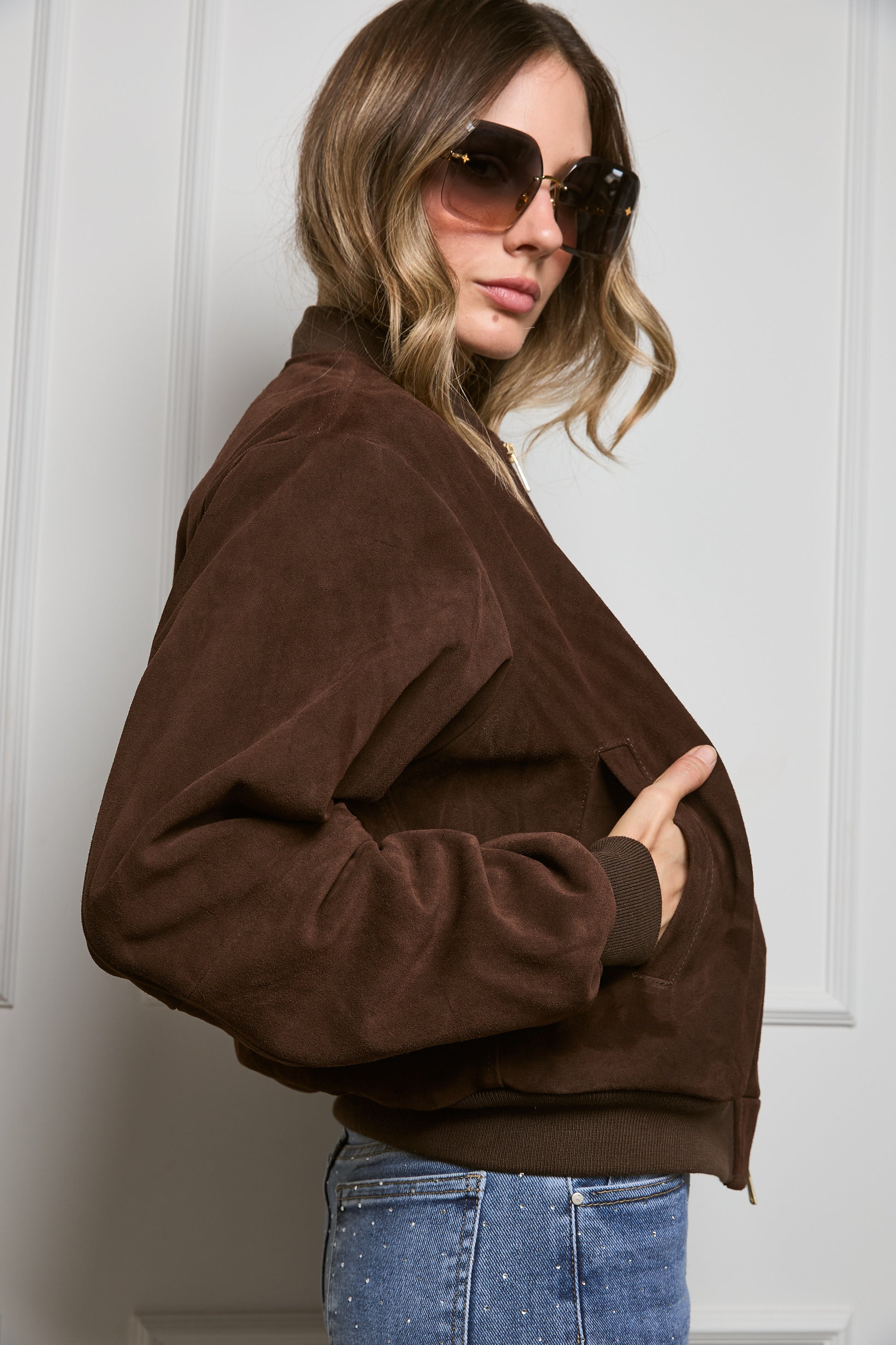 Casaca Bomber Gamuza