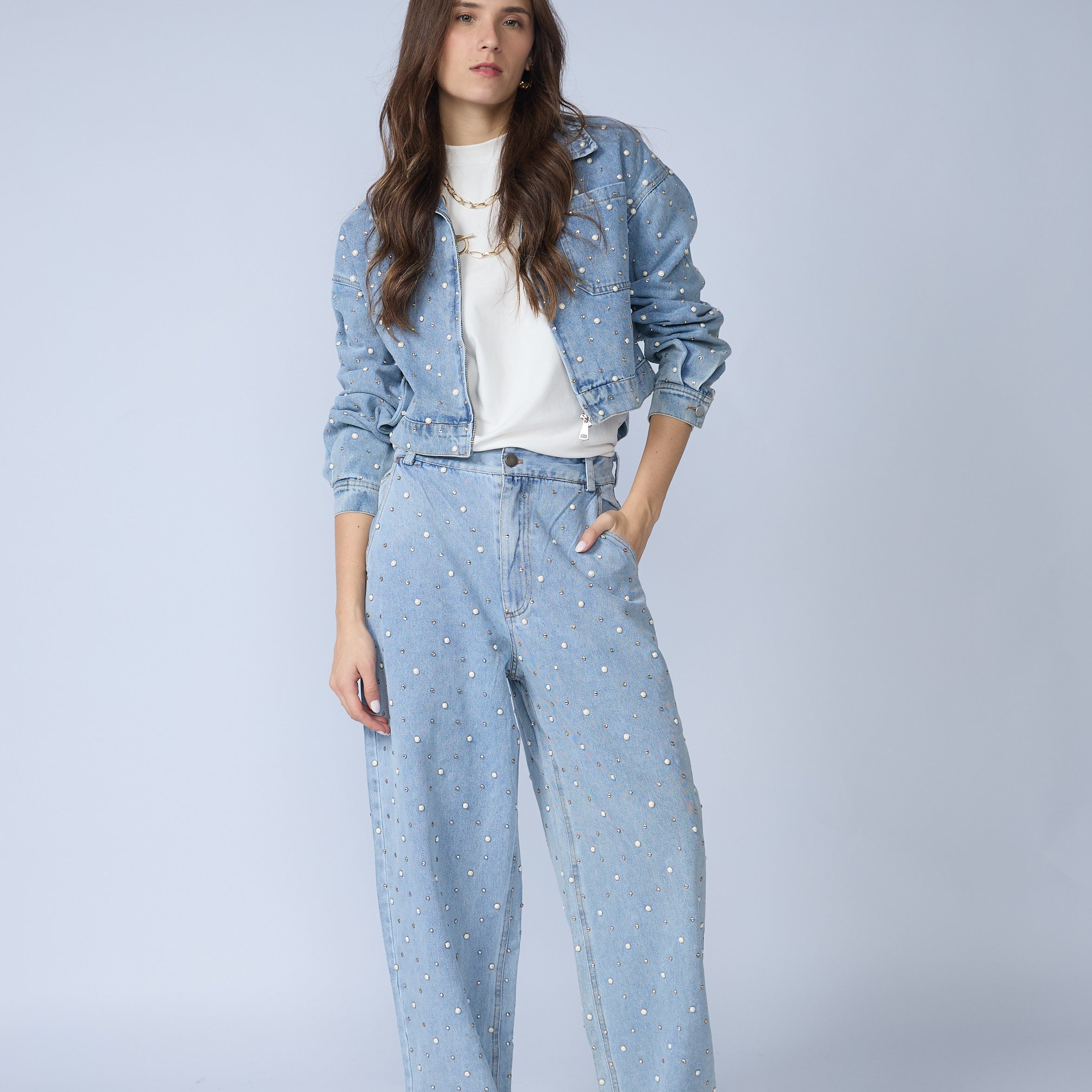 Casaca Denim Perlas
