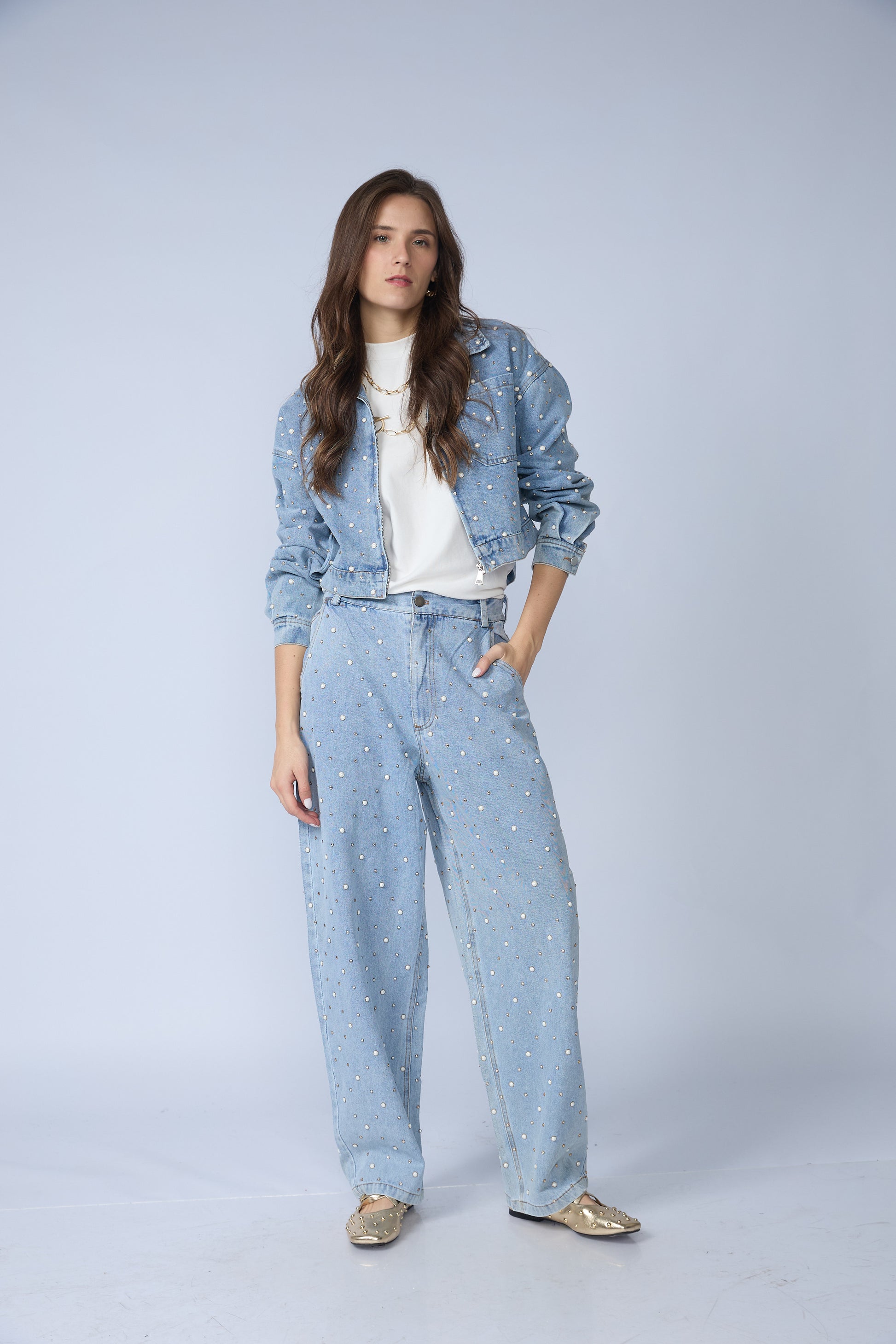 Casaca Denim Perlas