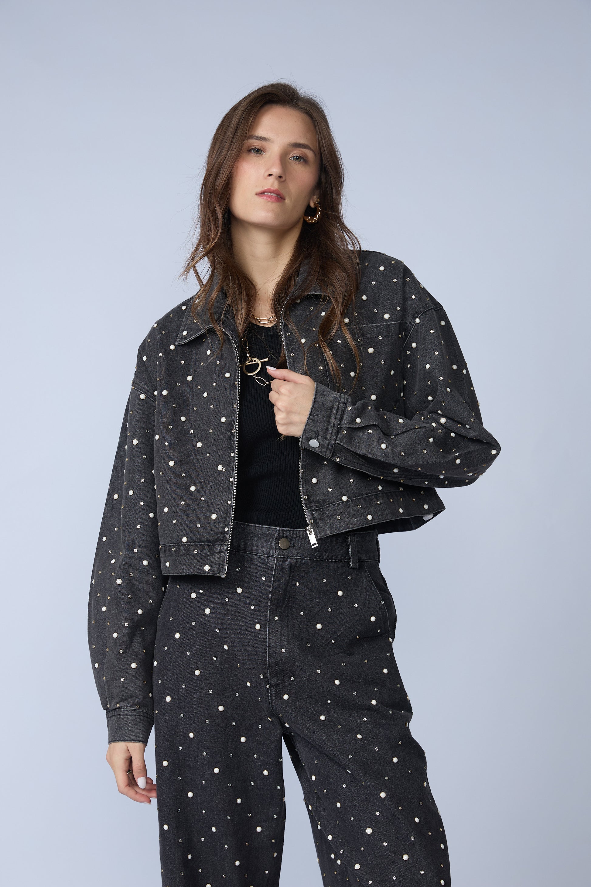 Casaca Denim Perlas