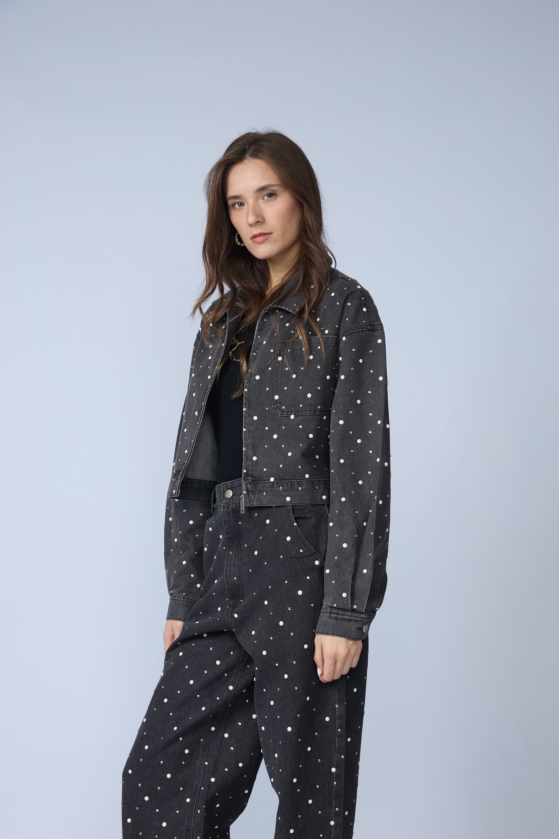 Casaca Denim Perlas