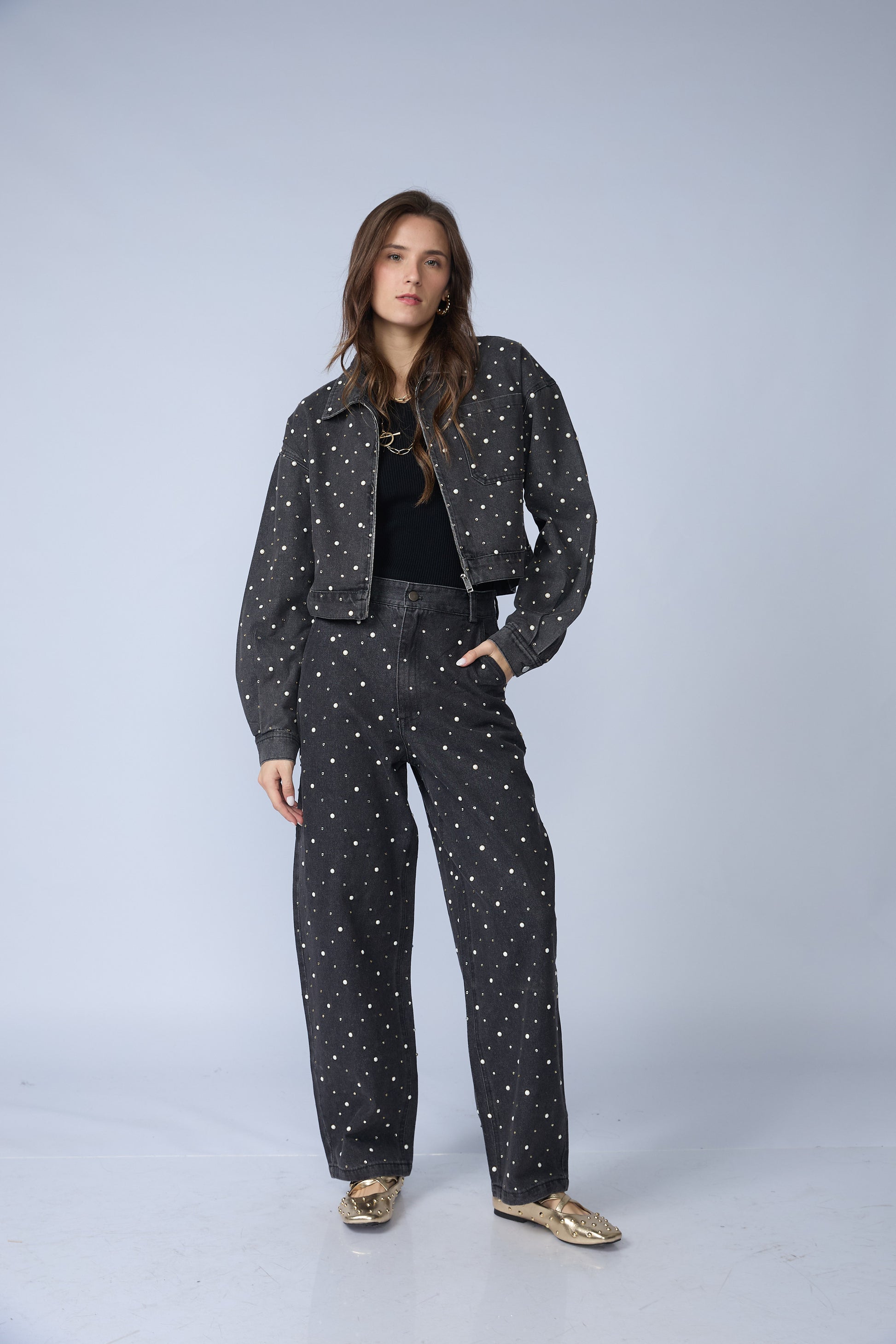 Casaca Denim Perlas