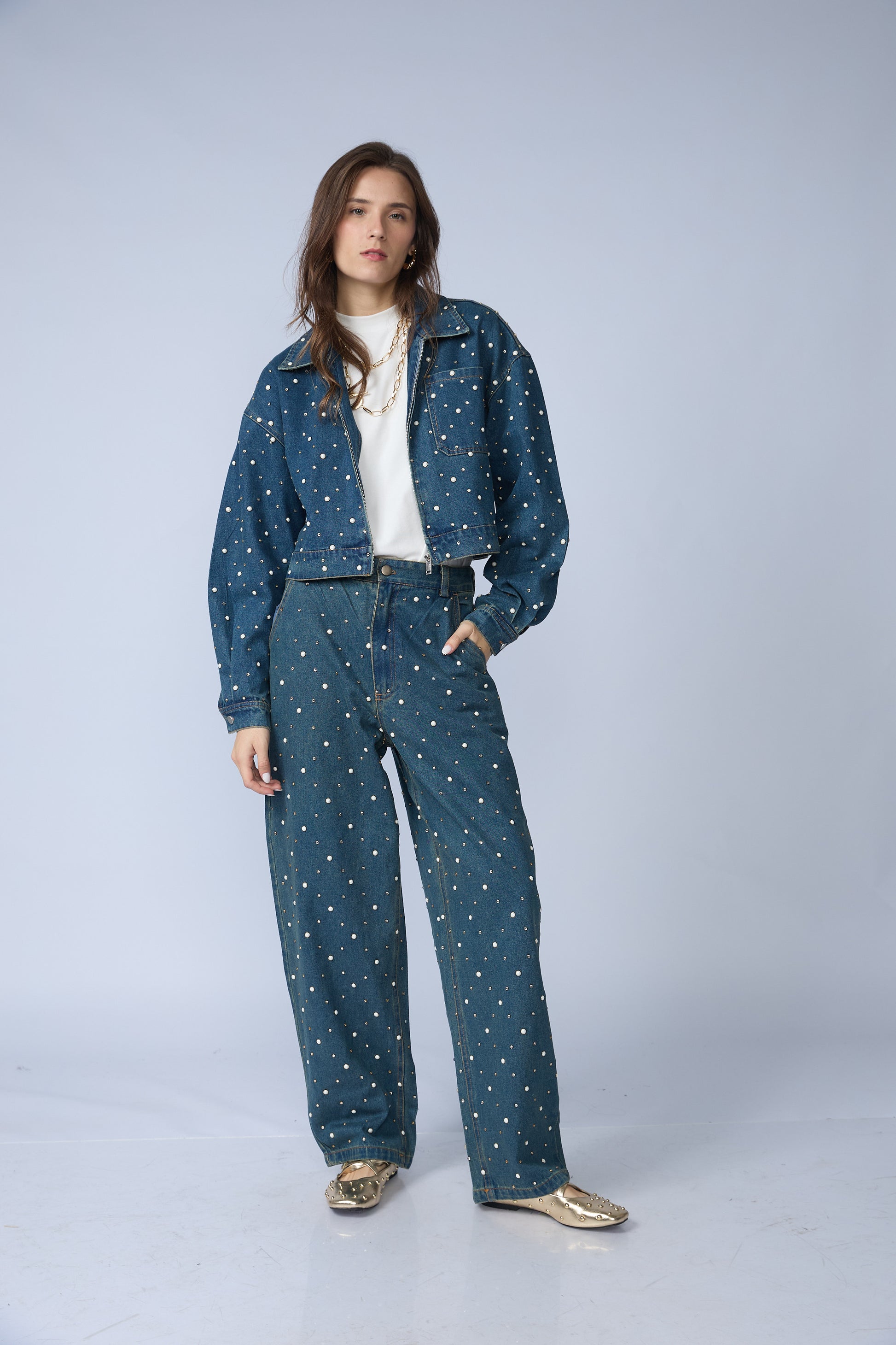 Casaca Denim Perlas