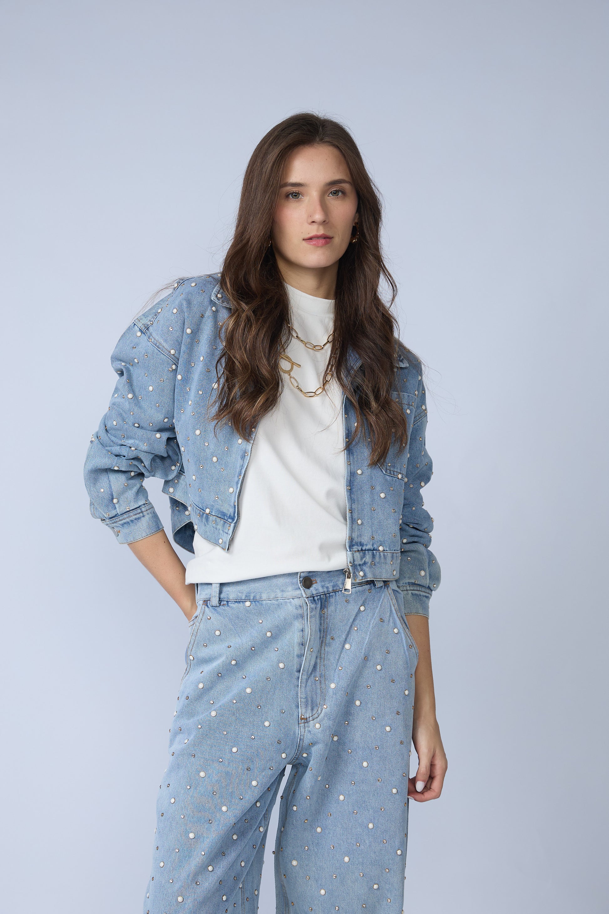 Casaca Denim Perlas