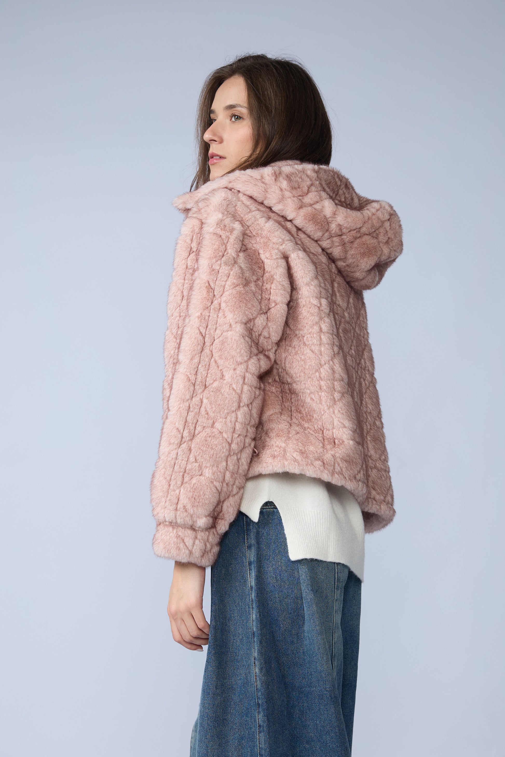 Casaca Fur Rombos Capucha