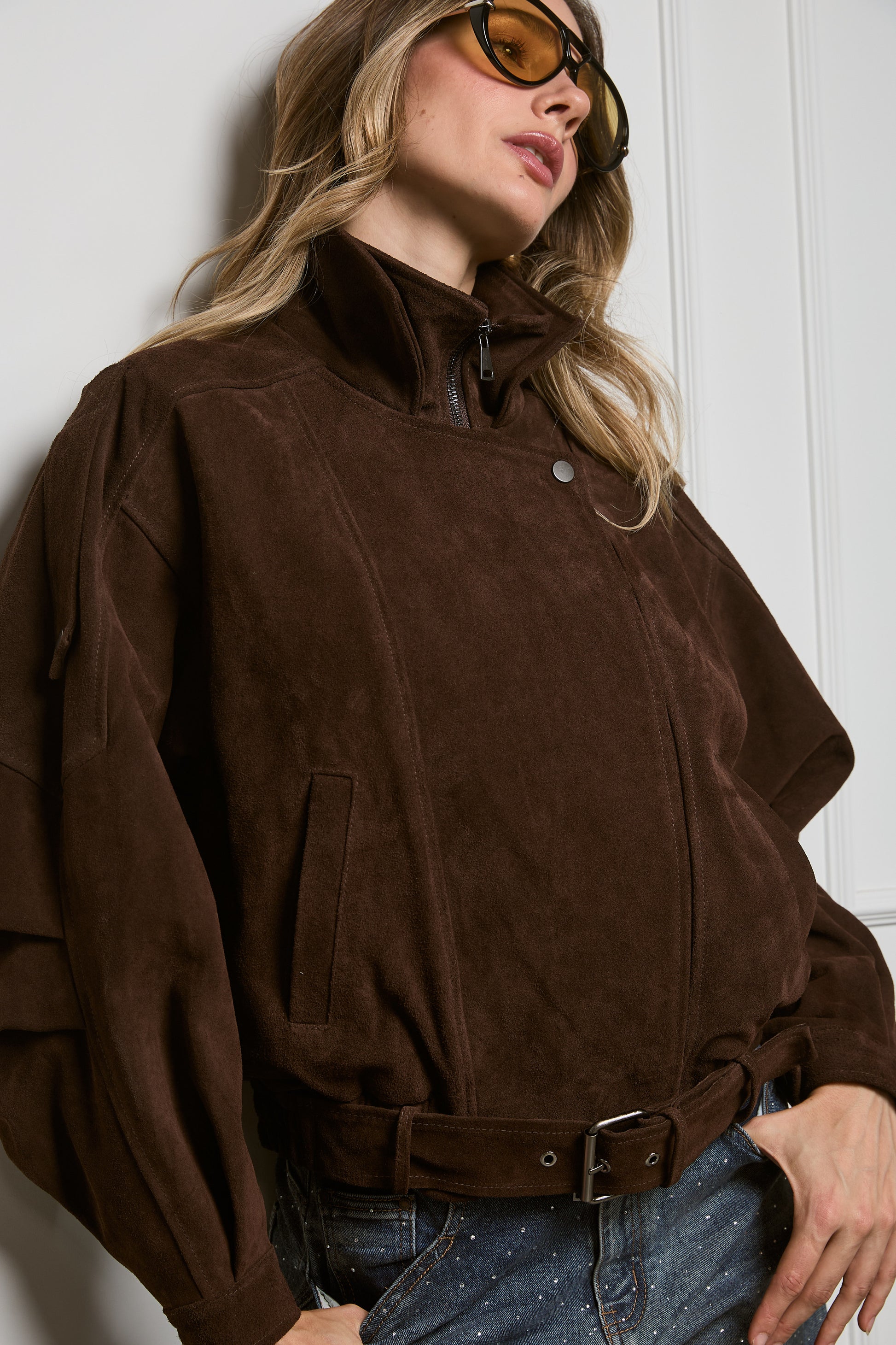 Casaca Gamuza Doble Cuello