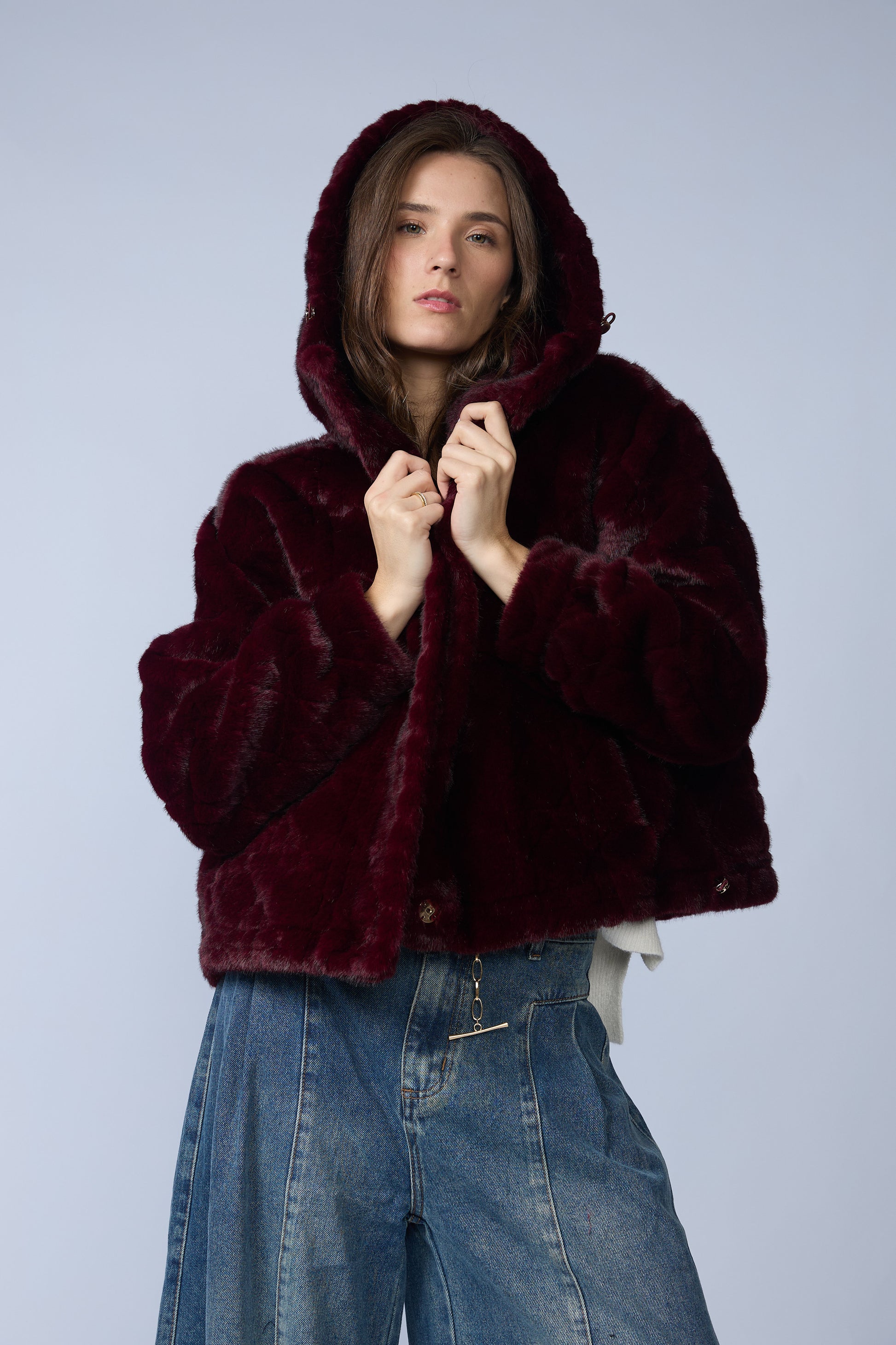 Casaca Fur Rombos Capucha