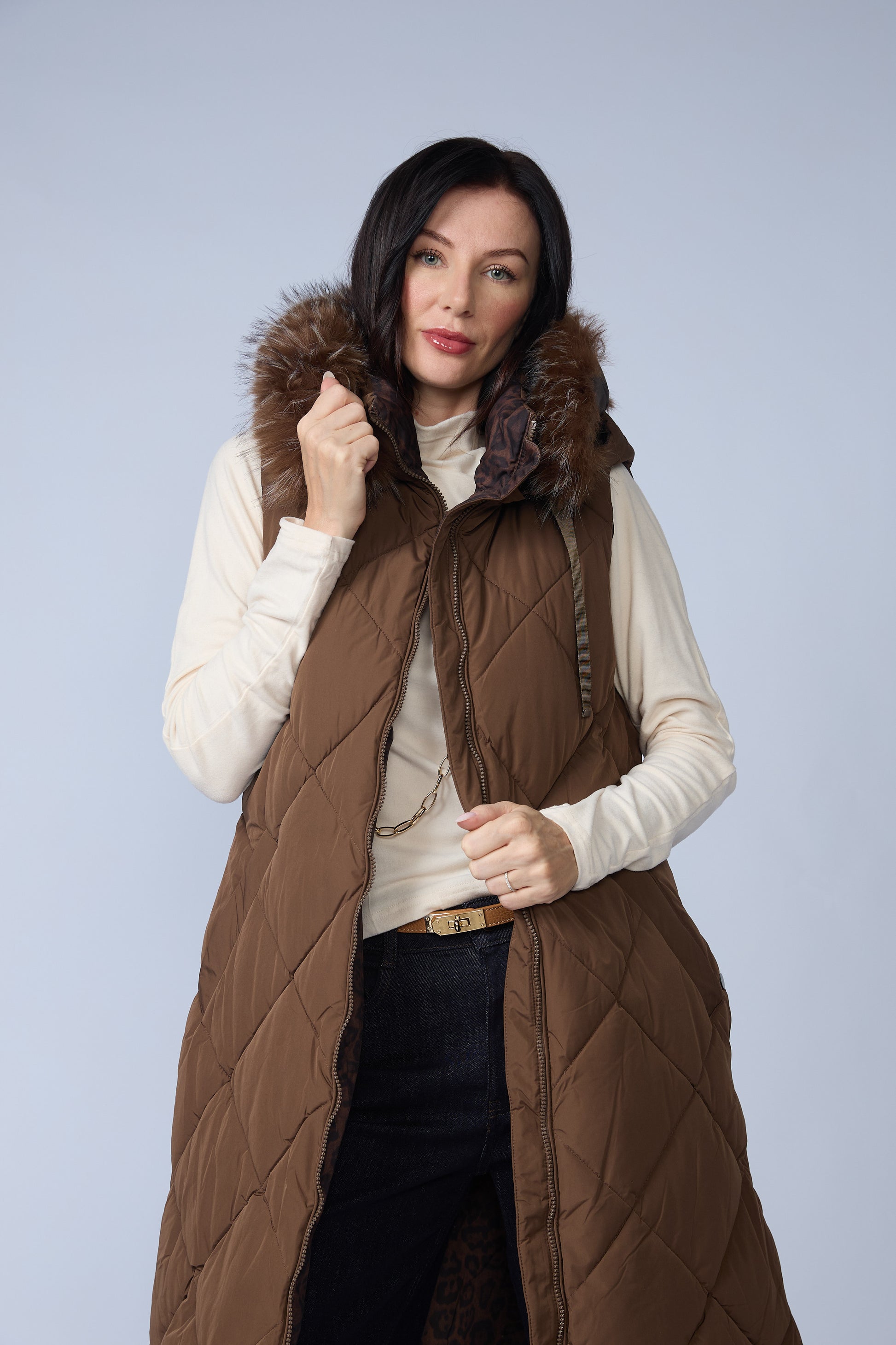 Chaleco Puffer Largo Reversible