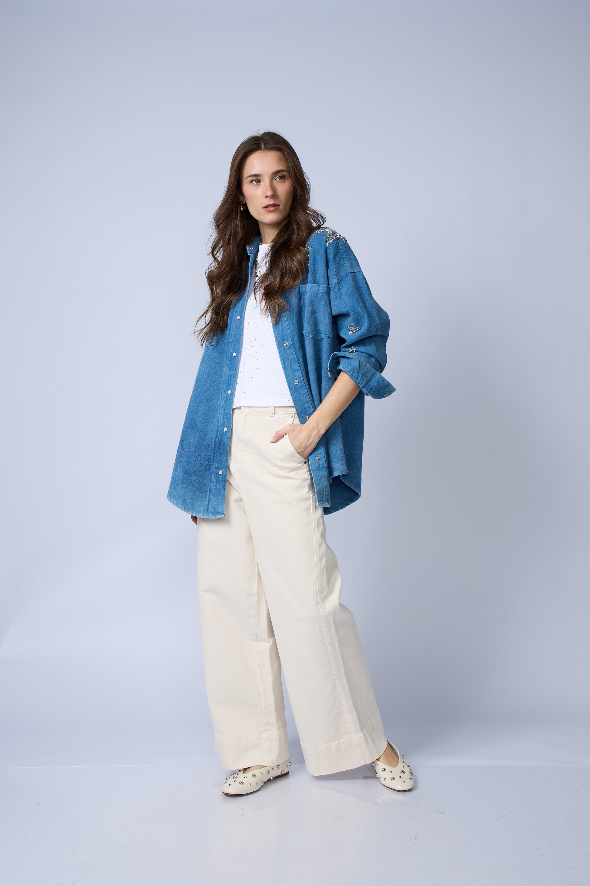 Chaqueta Denim Brillos Estrellas